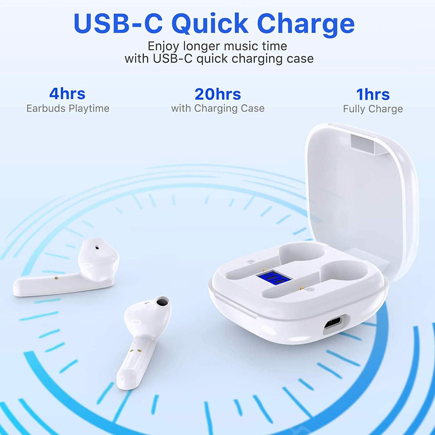Miracase Kabellose Ohrhörer Bluetooth 5.0 Kopfhörer mit USB-C Ladecase