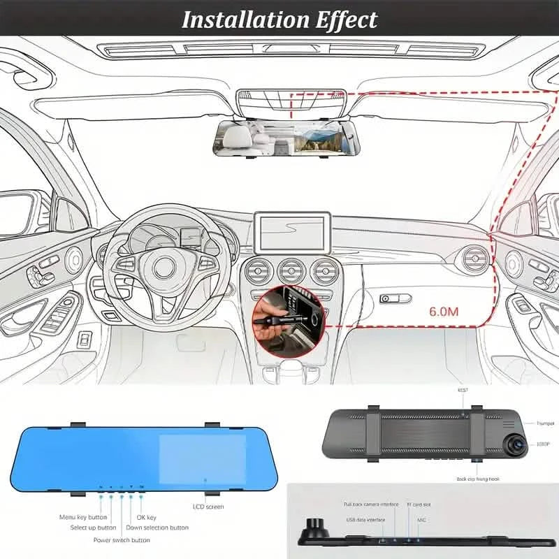 Rückspiegel-Dashcam 4,5 Zoll Rückspiegel 1080P Dual-Kameras vorne und hinten
