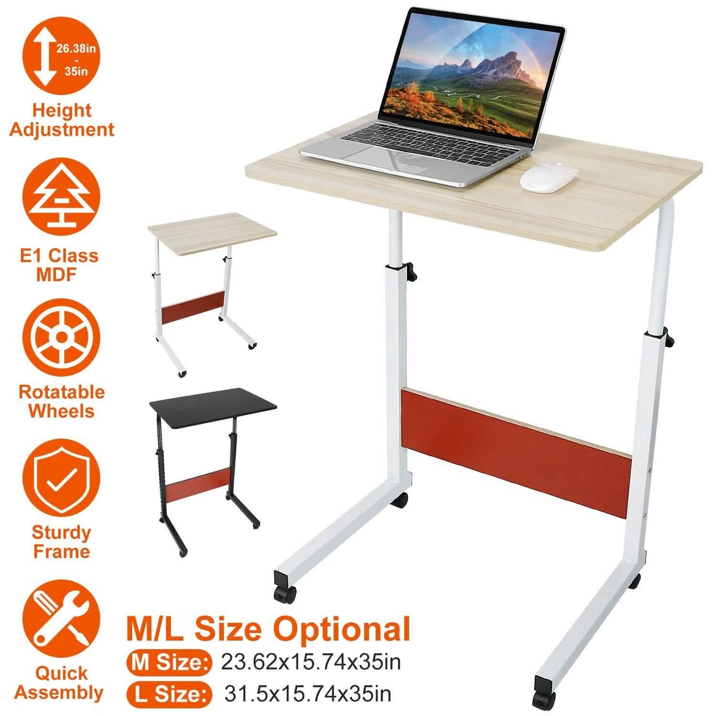 Mobiler Laptoptisch, höhenverstellbar, auf Rollen