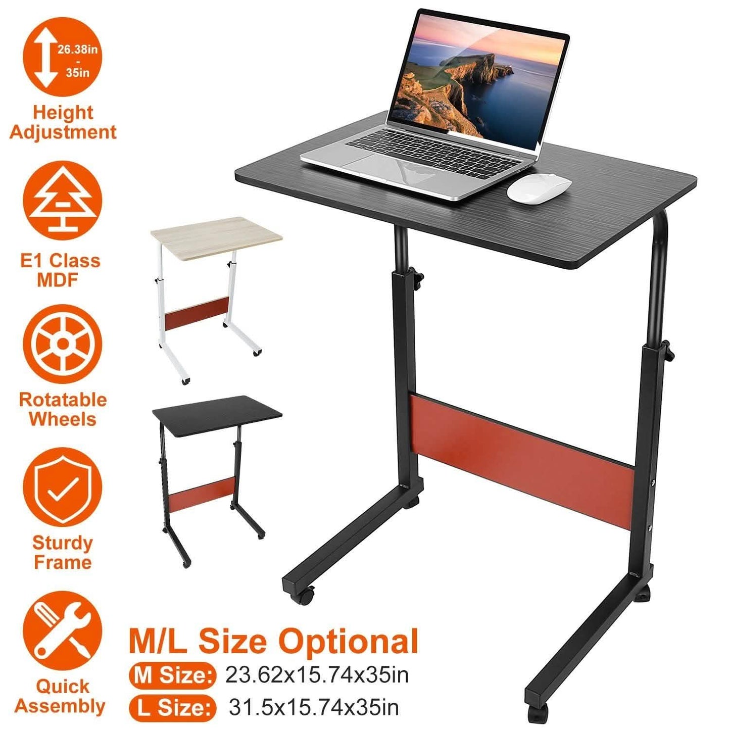 Mobiler Laptoptisch, höhenverstellbar, auf Rollen