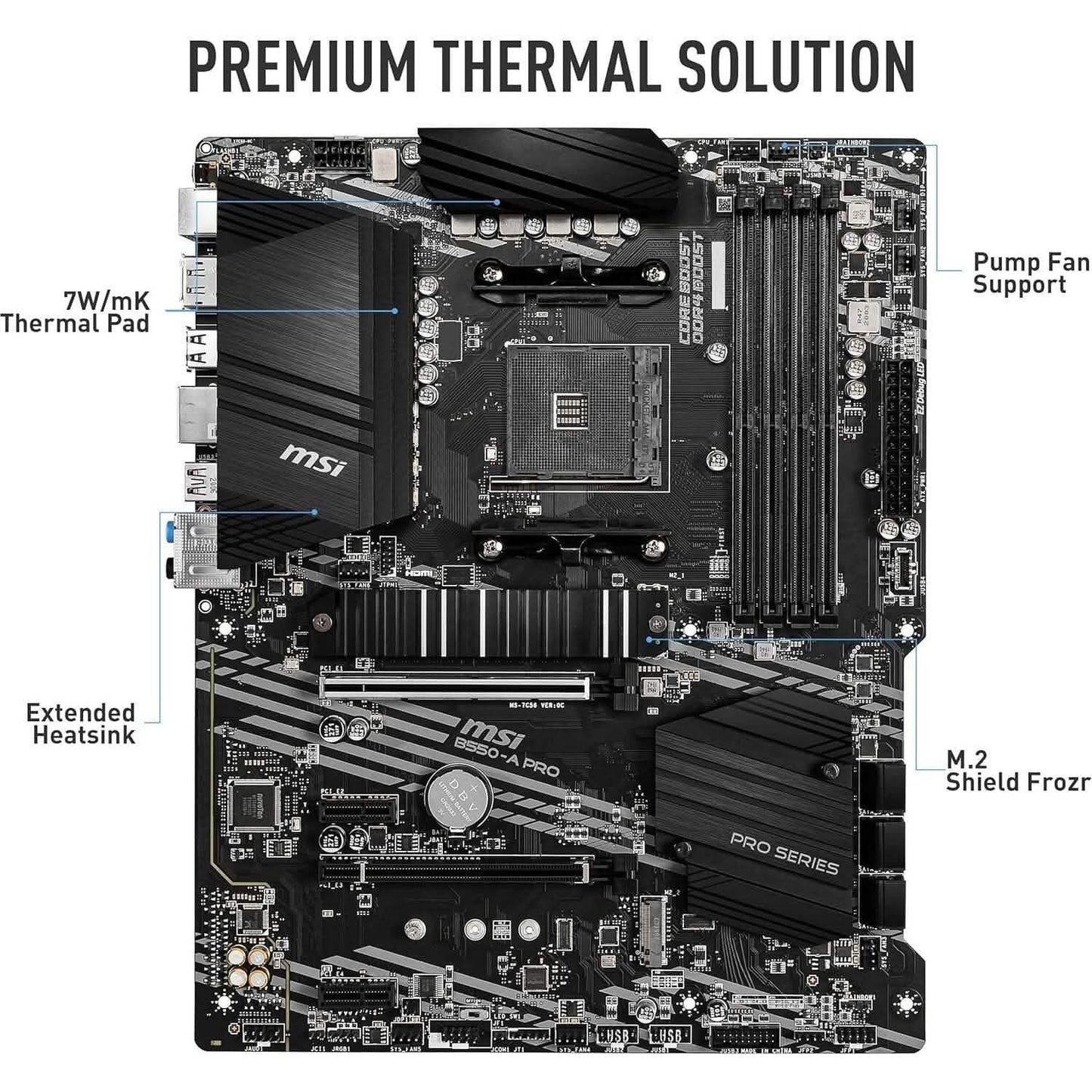 MSI B550-A PRO ProSeries Mainboard (AMD AM4, DDR4, PCIe 4.0, SATA 6Gb/s, M.2, USB 3.2 Gen 2, HDMI/DP, ATX) (Generalüberholt)