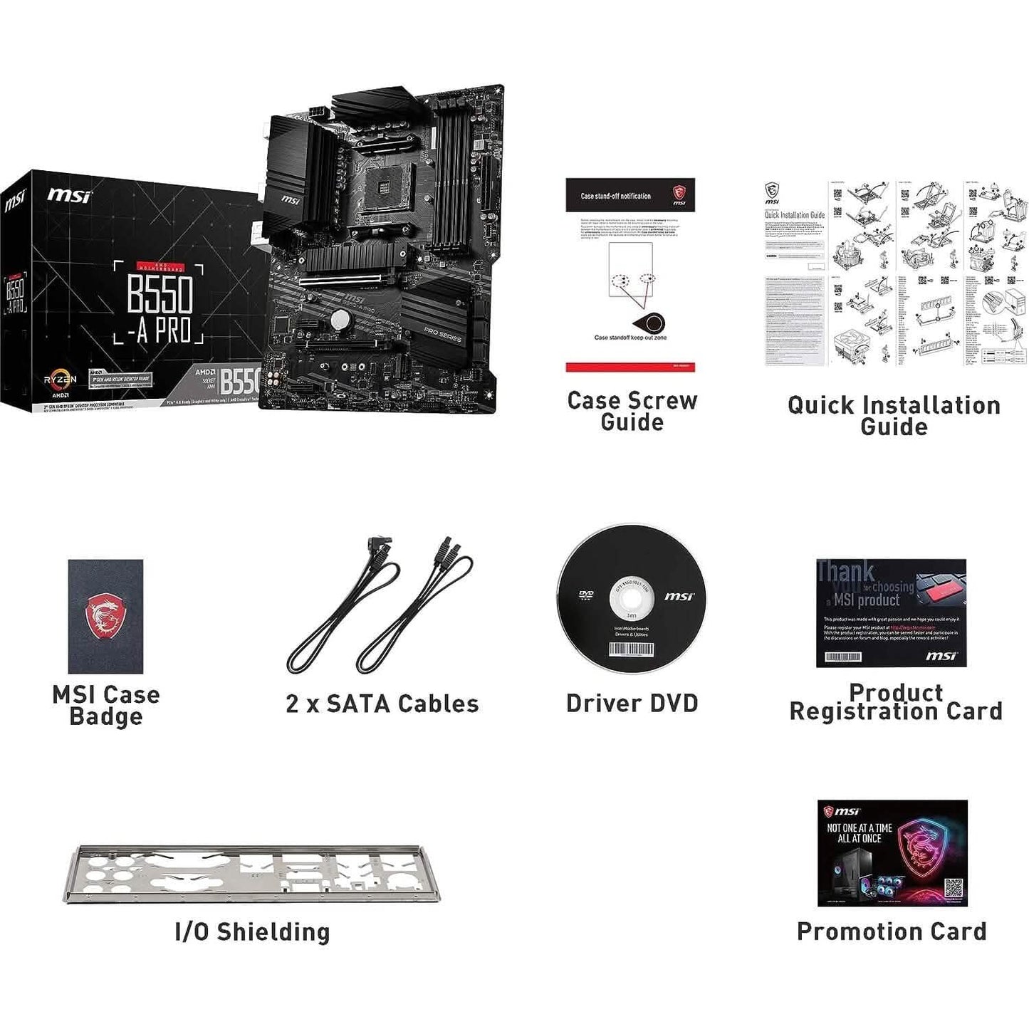 MSI B550-A PRO ProSeries Mainboard (AMD AM4, DDR4, PCIe 4.0, SATA 6Gb/s, M.2, USB 3.2 Gen 2, HDMI/DP, ATX) (Generalüberholt)