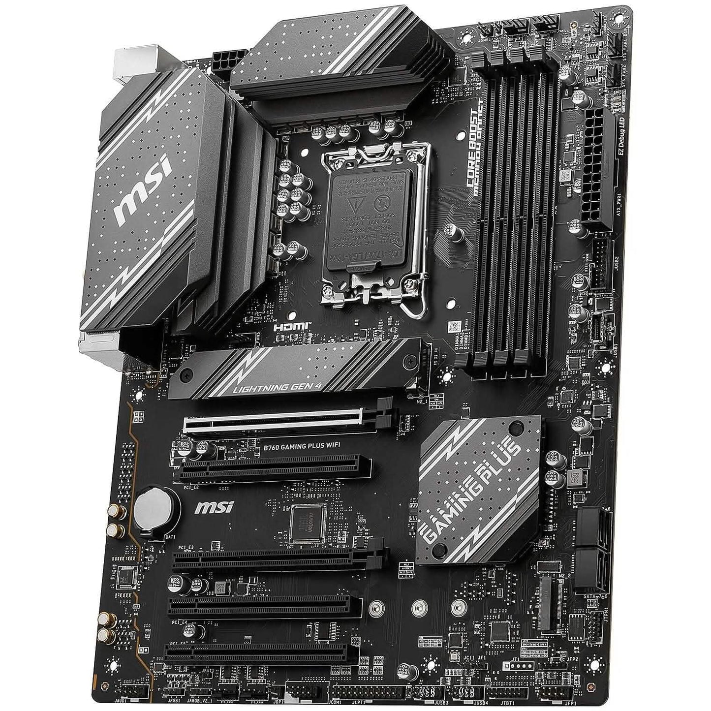 MSI B760 Gaming Plus WiFi Gaming-Mainboard (unterstützt Intel-Prozessoren der 12./13. Generation, LGA 1700, DDR5, PCIe 4.0, M.2, 2,5-Gbit/s-LAN, USB 3.2 Gen2, Wi-Fi 6E, ATX) (Generalüberholt)
