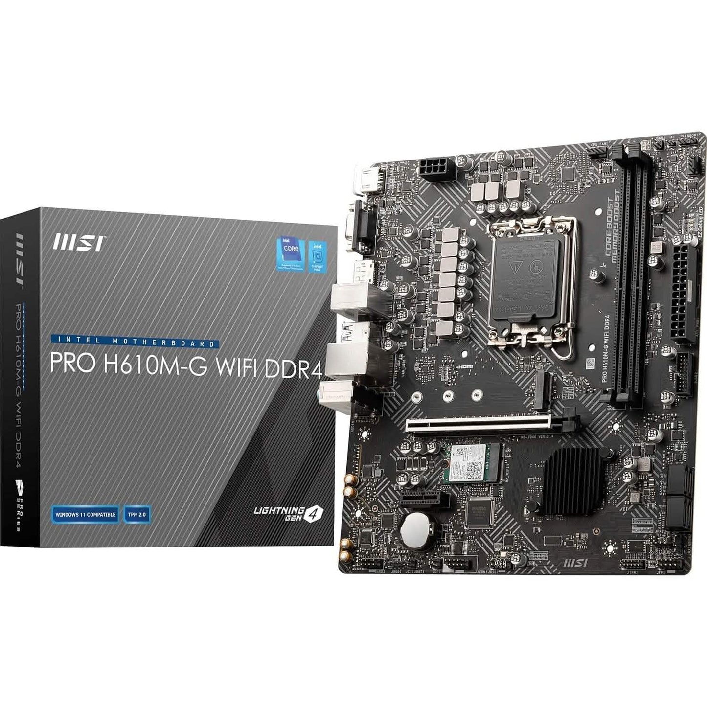 MSI PRO H610M-G WiFi DDR4 ProSeries Mainboard (mATX, Intel Core der 12./13. Generation, LGA 1700 Sockel, DDR4, PCIe 4, 2.5G LAN, M.2 Steckplätze, USB 3.2, Wi-Fi 6) (Generalüberholt)