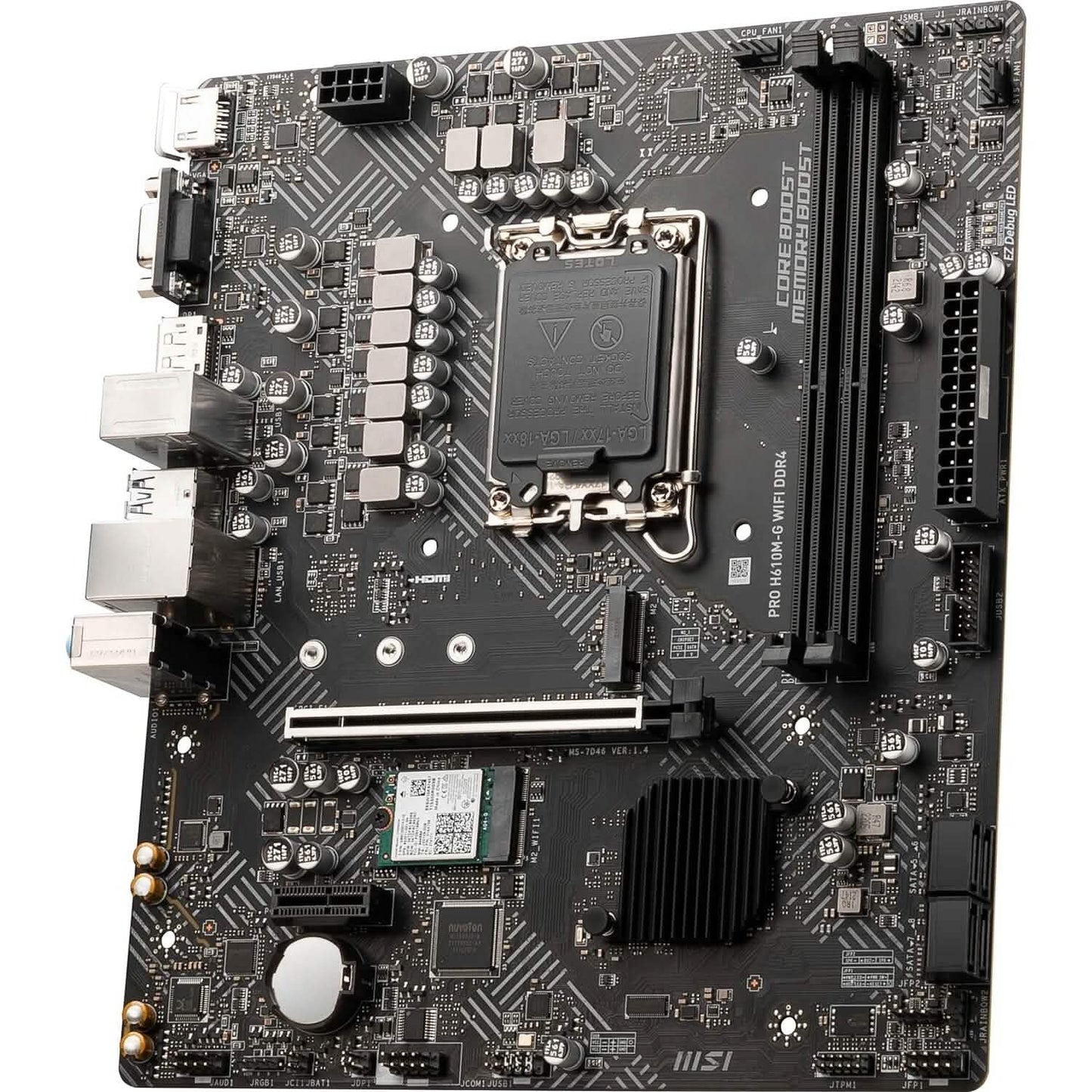 MSI PRO H610M-G WiFi DDR4 ProSeries Mainboard (mATX, Intel Core der 12./13. Generation, LGA 1700 Sockel, DDR4, PCIe 4, 2.5G LAN, M.2 Steckplätze, USB 3.2, Wi-Fi 6) (Generalüberholt)