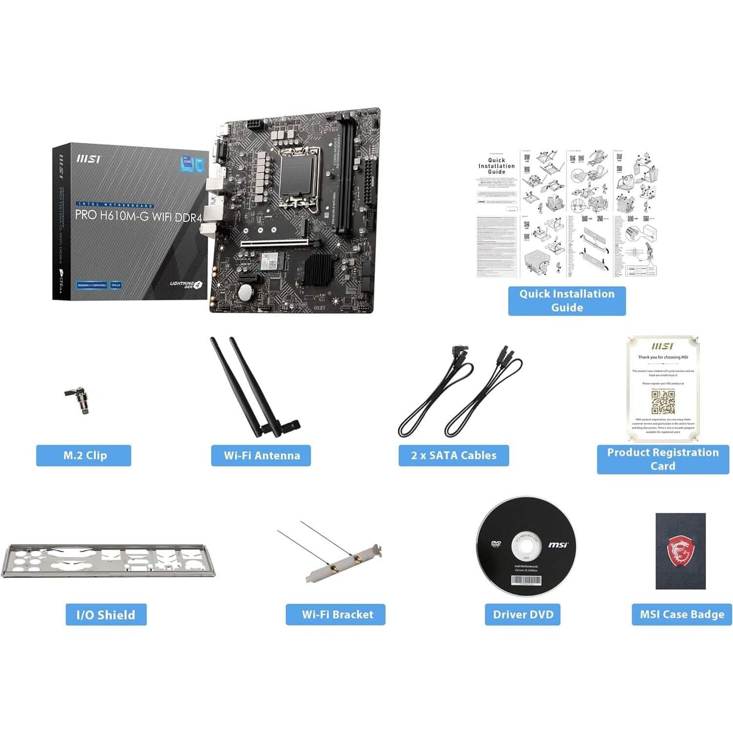MSI PRO H610M-G WiFi DDR4 ProSeries Mainboard (mATX, Intel Core der 12./13. Generation, LGA 1700 Sockel, DDR4, PCIe 4, 2.5G LAN, M.2 Steckplätze, USB 3.2, Wi-Fi 6) (Generalüberholt)