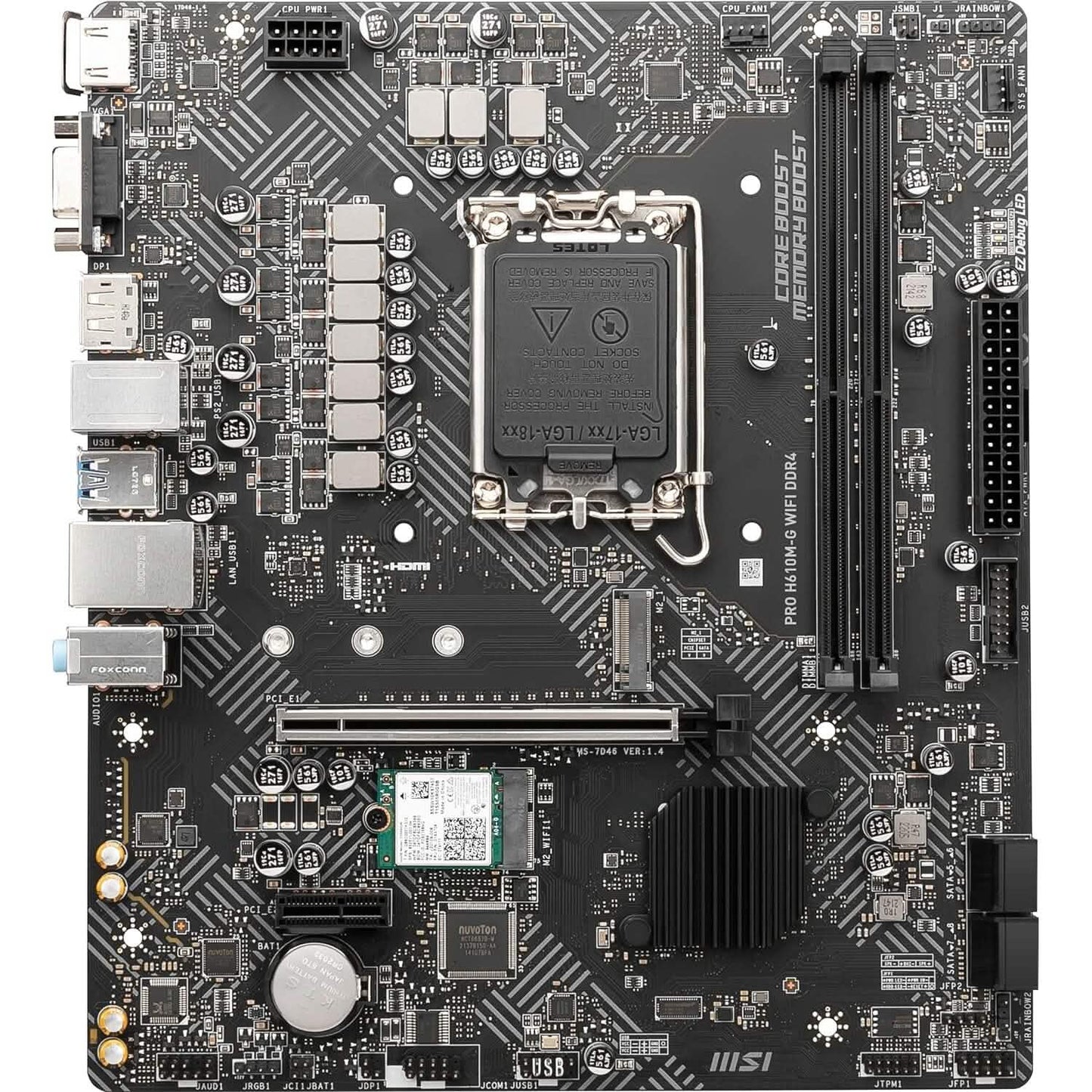 MSI PRO H610M-G WiFi DDR4 ProSeries Mainboard (mATX, Intel Core der 12./13. Generation, LGA 1700 Sockel, DDR4, PCIe 4, 2.5G LAN, M.2 Steckplätze, USB 3.2, Wi-Fi 6) (Generalüberholt)