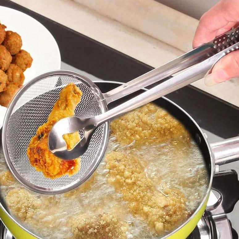 Mehrzweck-Sieblöffel aus Edelstahl mit Klemme
