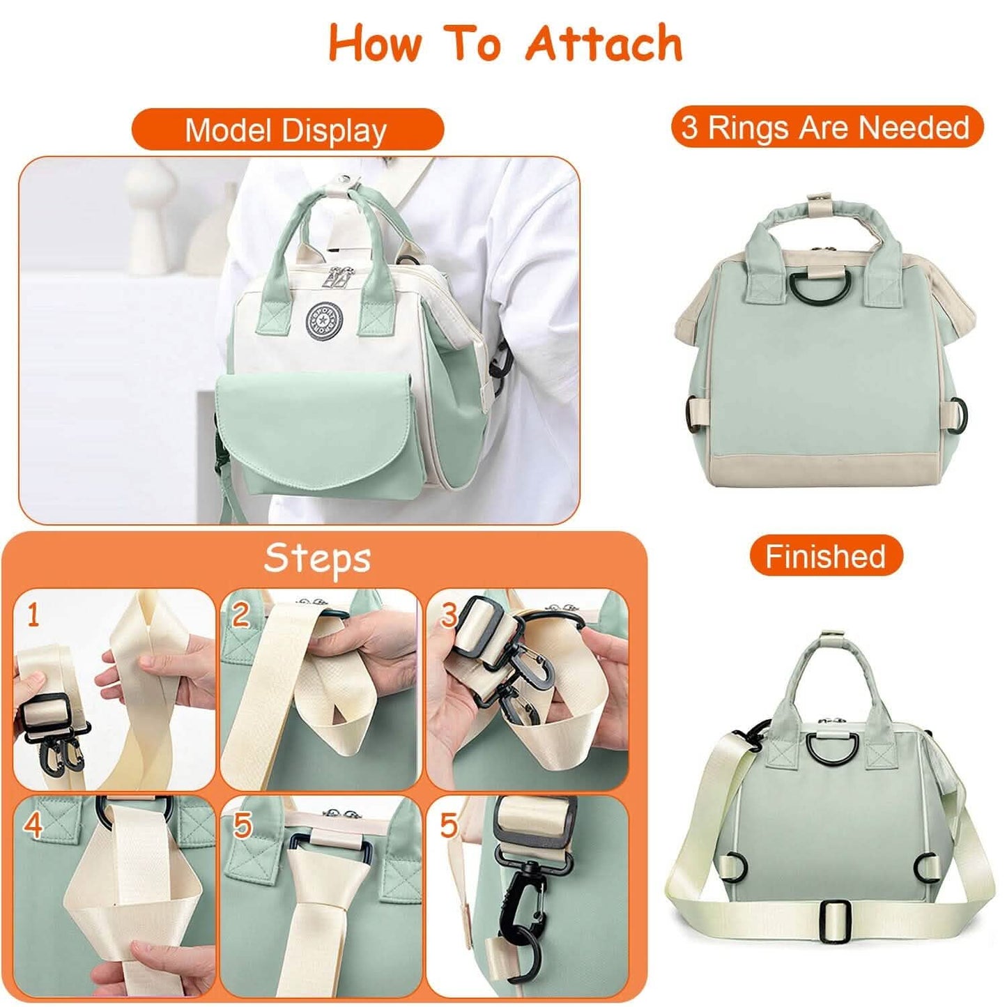 Multifunktionale Wickeltasche mit 2 isolierten Fächern Pendeltasche