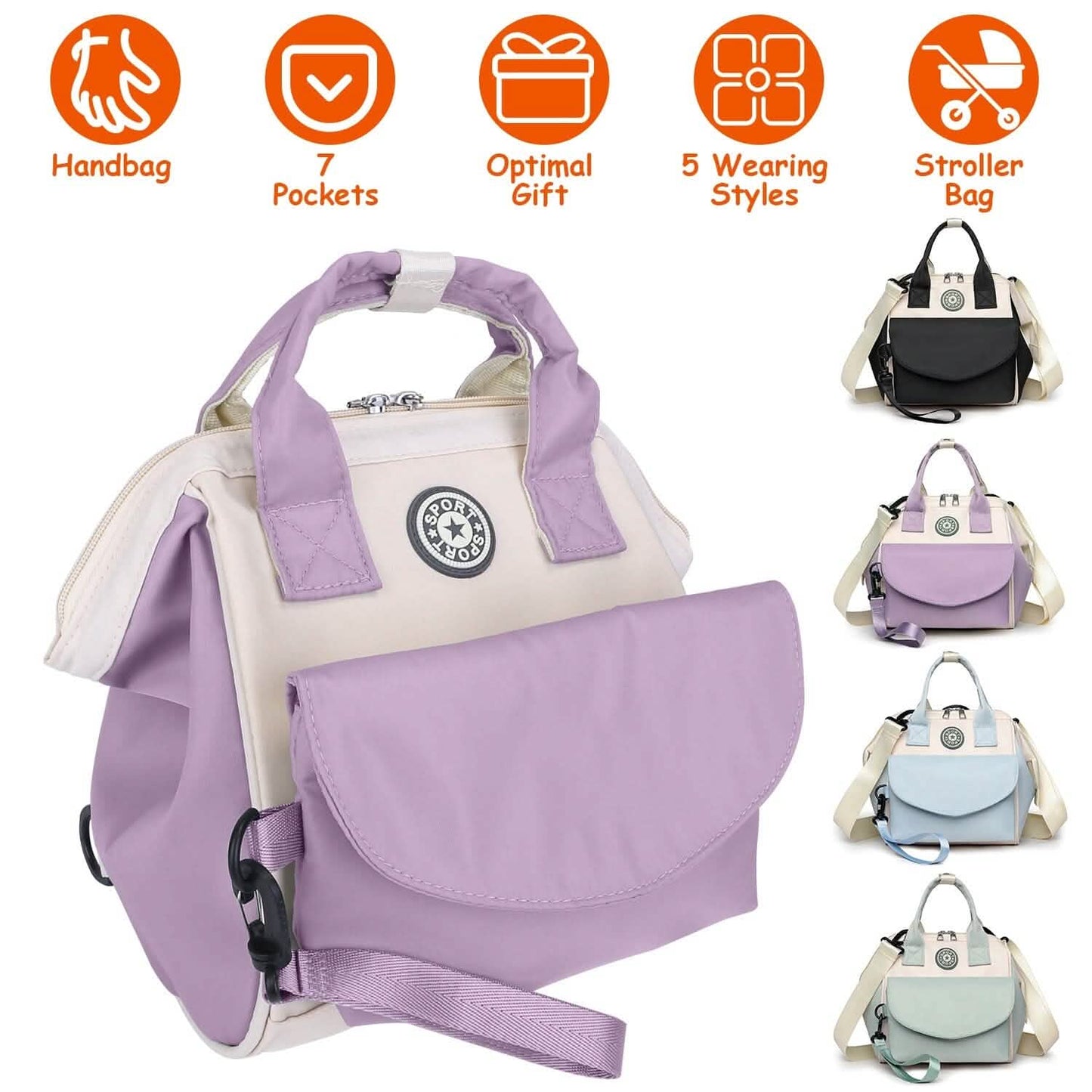 Multifunktionale Wickeltasche mit 2 isolierten Fächern Pendeltasche