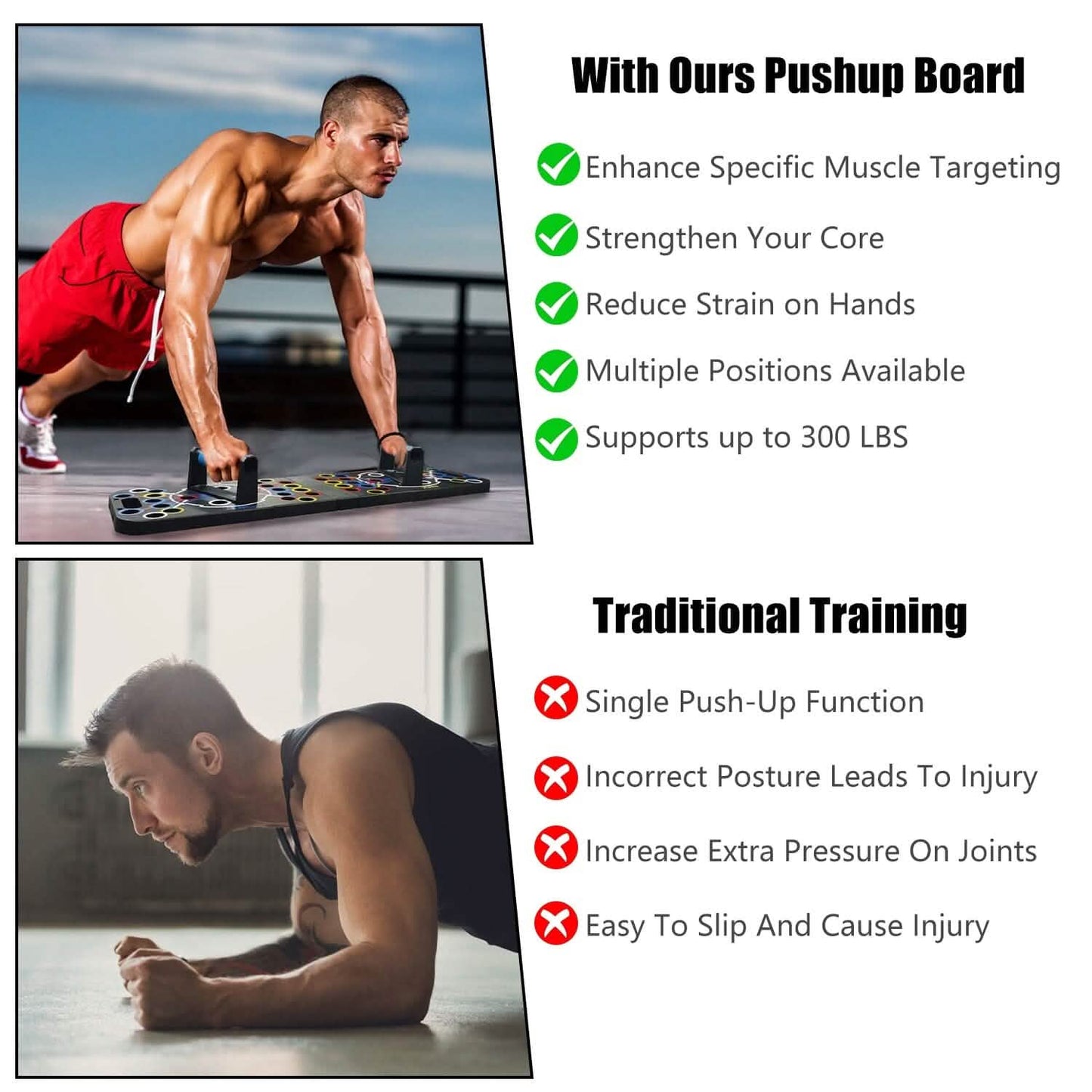 Multifunktionales Liegestützbrett Heim Krafttraining-Equipment mit 15 Fitness-Zubehörteilen