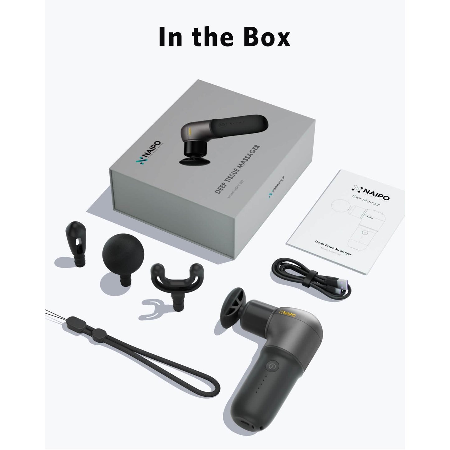 Naipo Mini Massagepistole Tiefengewebe-Muskelmassagegerät mit ergonomischem Griff