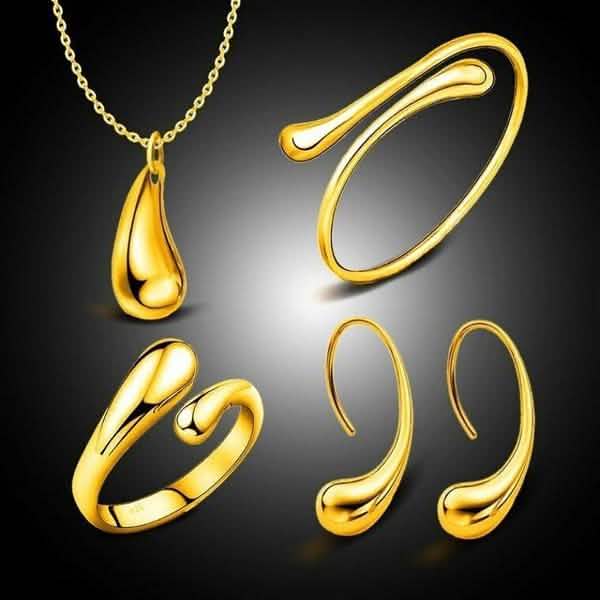 Halskette Ring Haken Ovale Ohrringe Set