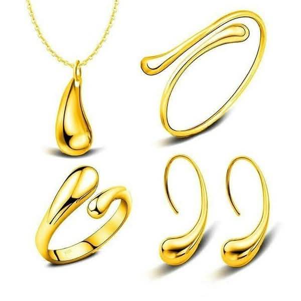 Halskette Ring Haken Ovale Ohrringe Set