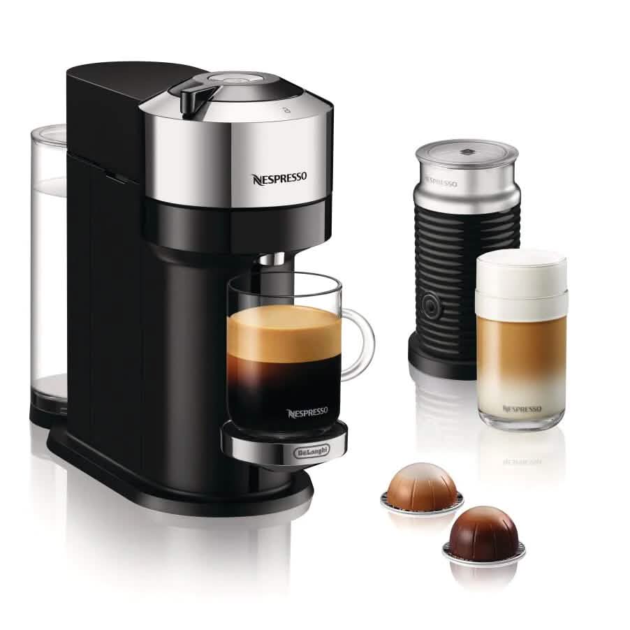 Nespresso Vertuo Next Kaffee- und Espressomaschine mit Aeroccino Milchaufschäumer (Generalüberholt)