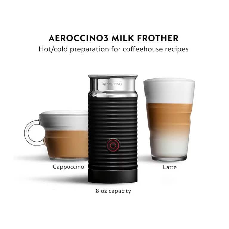 Nespresso Vertuo Next Kaffee- und Espressomaschine mit Aeroccino Milchaufschäumer (Generalüberholt)