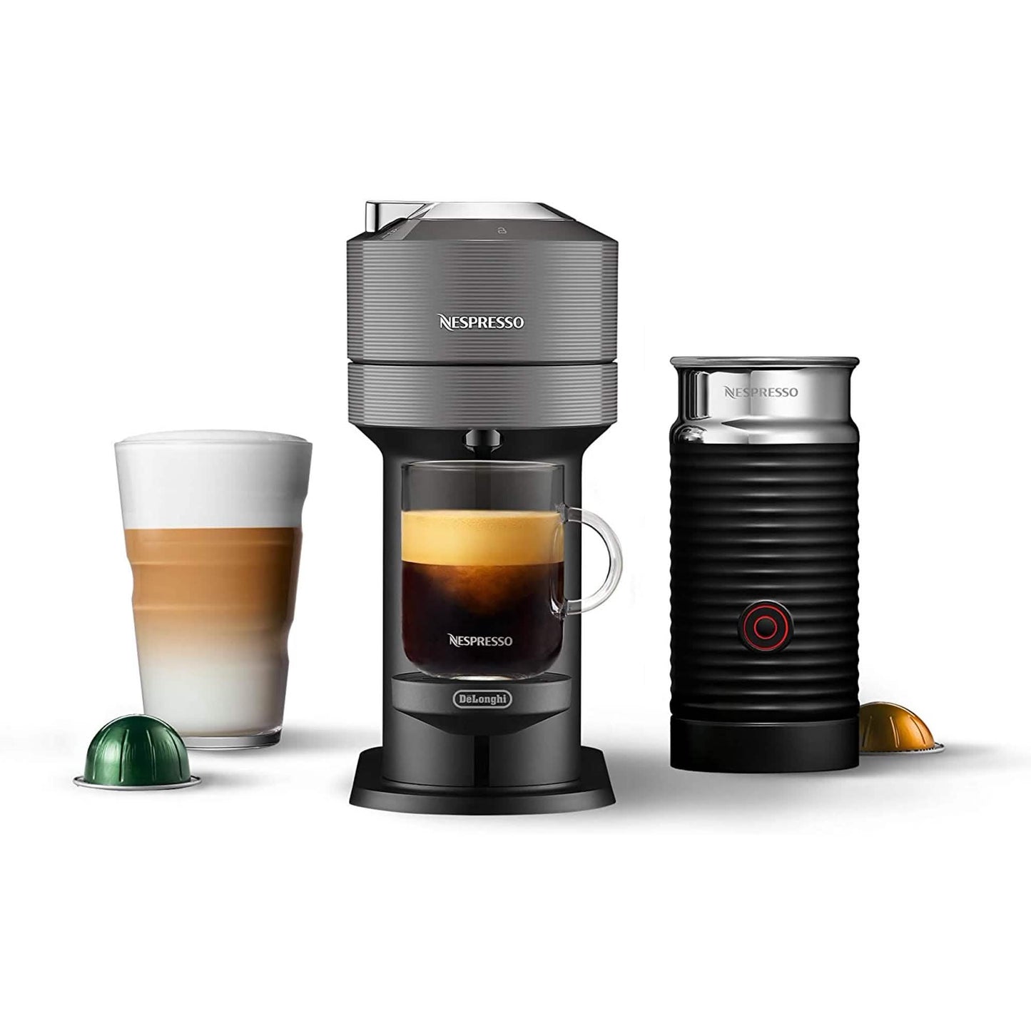 Nespresso Vertuo Next Kaffee- und Espressomaschine mit Aeroccino Milchaufschäumer (Generalüberholt)