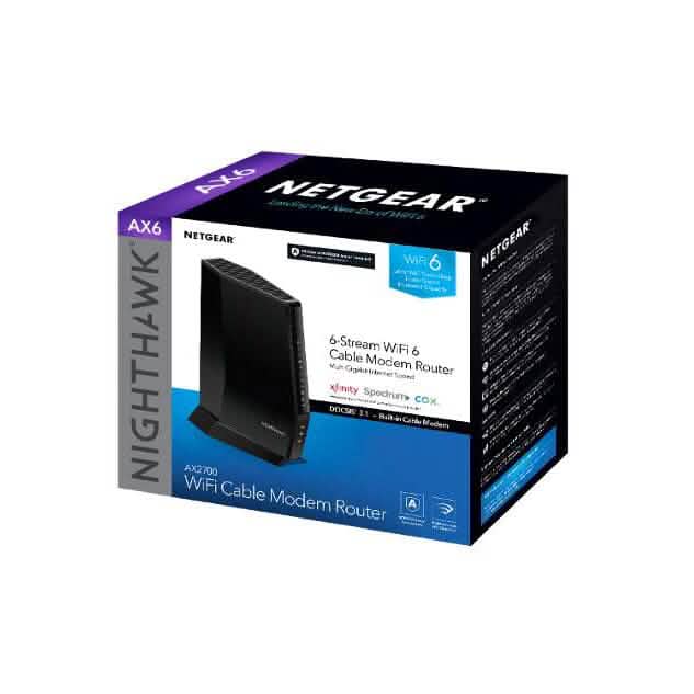 NETGEAR Nighthawk DOCSIS AX2700 3.1 2,7 Gbit/s Zwei-in-Eins Kabelmodem-Router (CAX30-100NAS) (Generalüberholt)