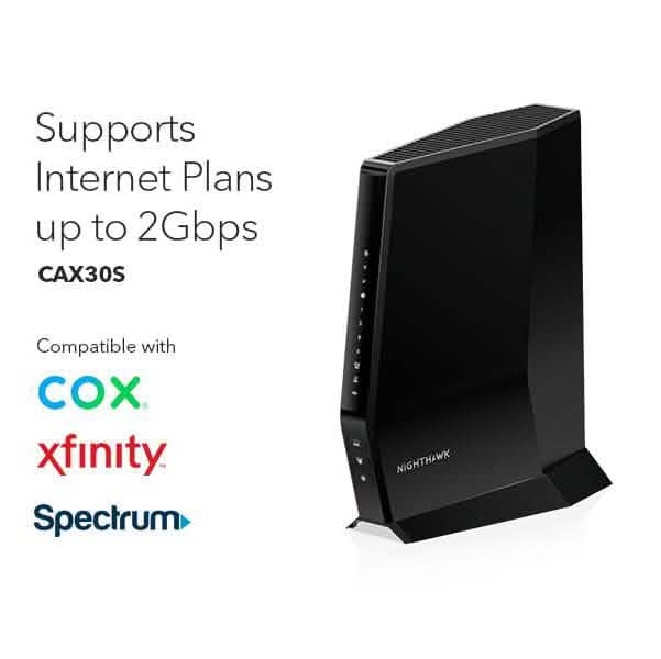 NETGEAR Nighthawk DOCSIS AX2700 3.1 2,7 Gbit/s Zwei-in-Eins Kabelmodem-Router (CAX30-100NAS) (Generalüberholt)