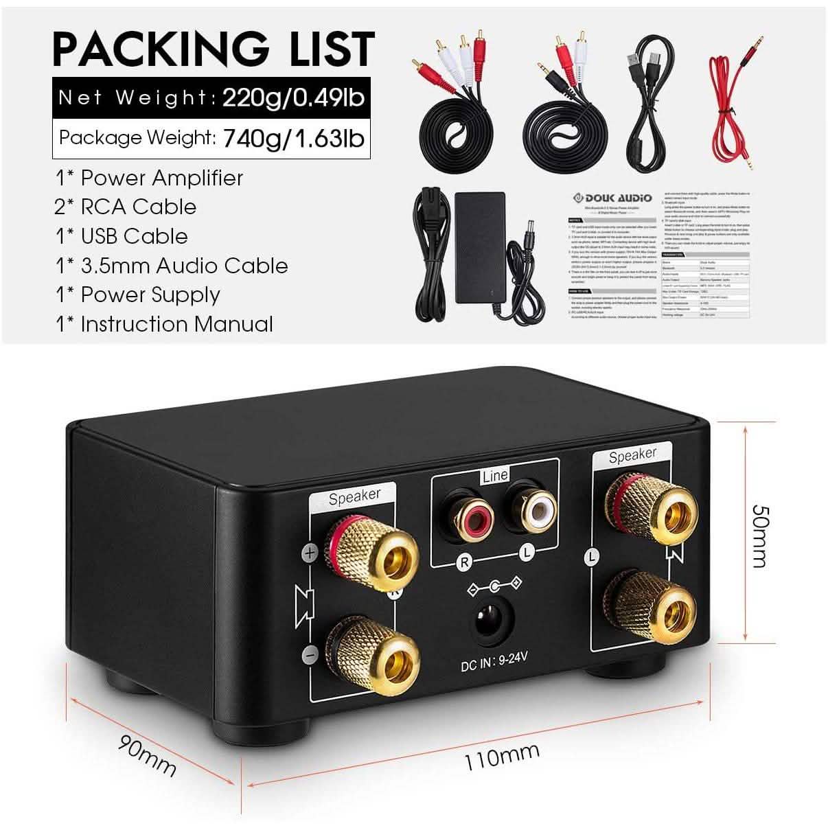Nobsound 100W Mini Bluetooth 5.0 Leistungsverstärker