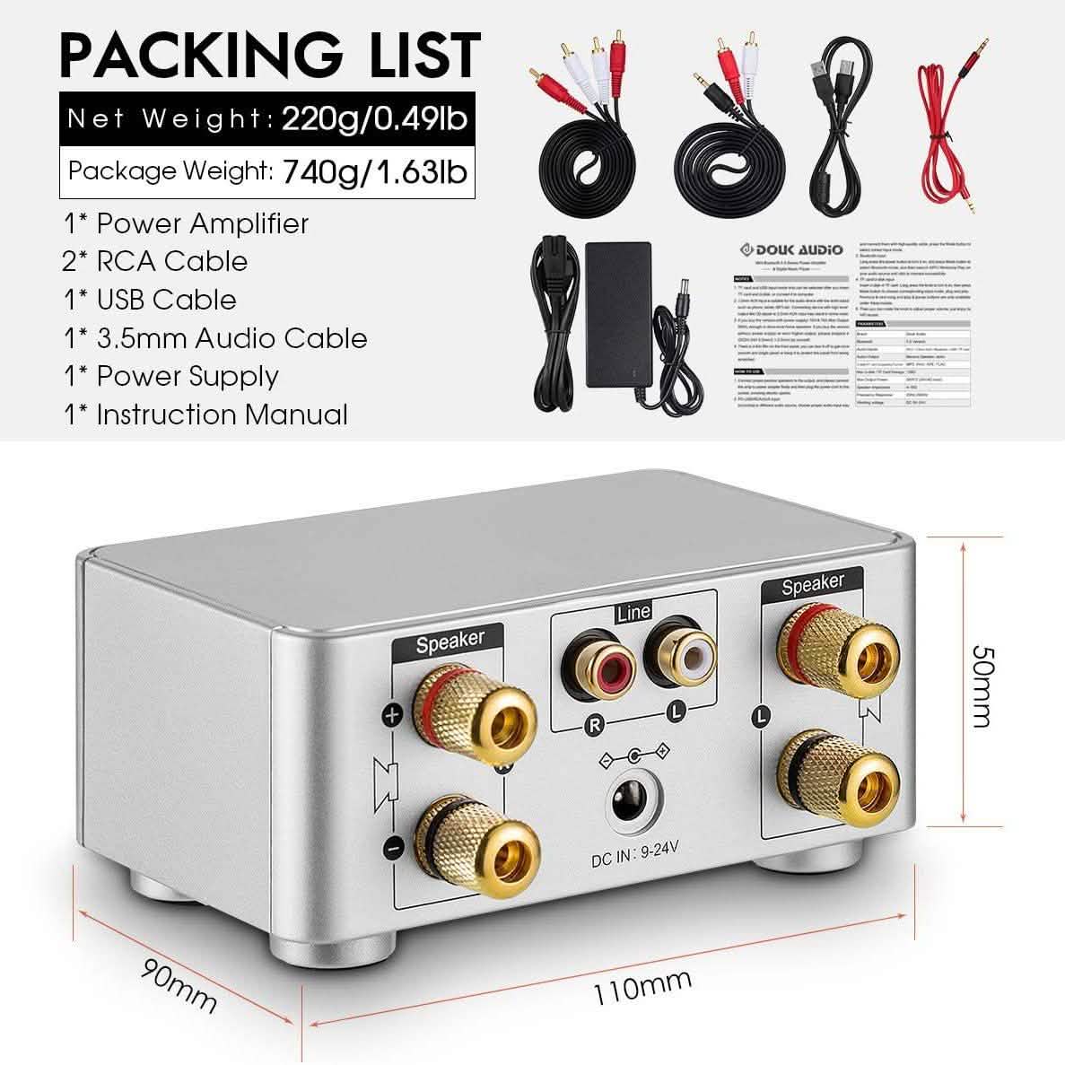 Nobsound 100W Mini Bluetooth 5.0 Leistungsverstärker