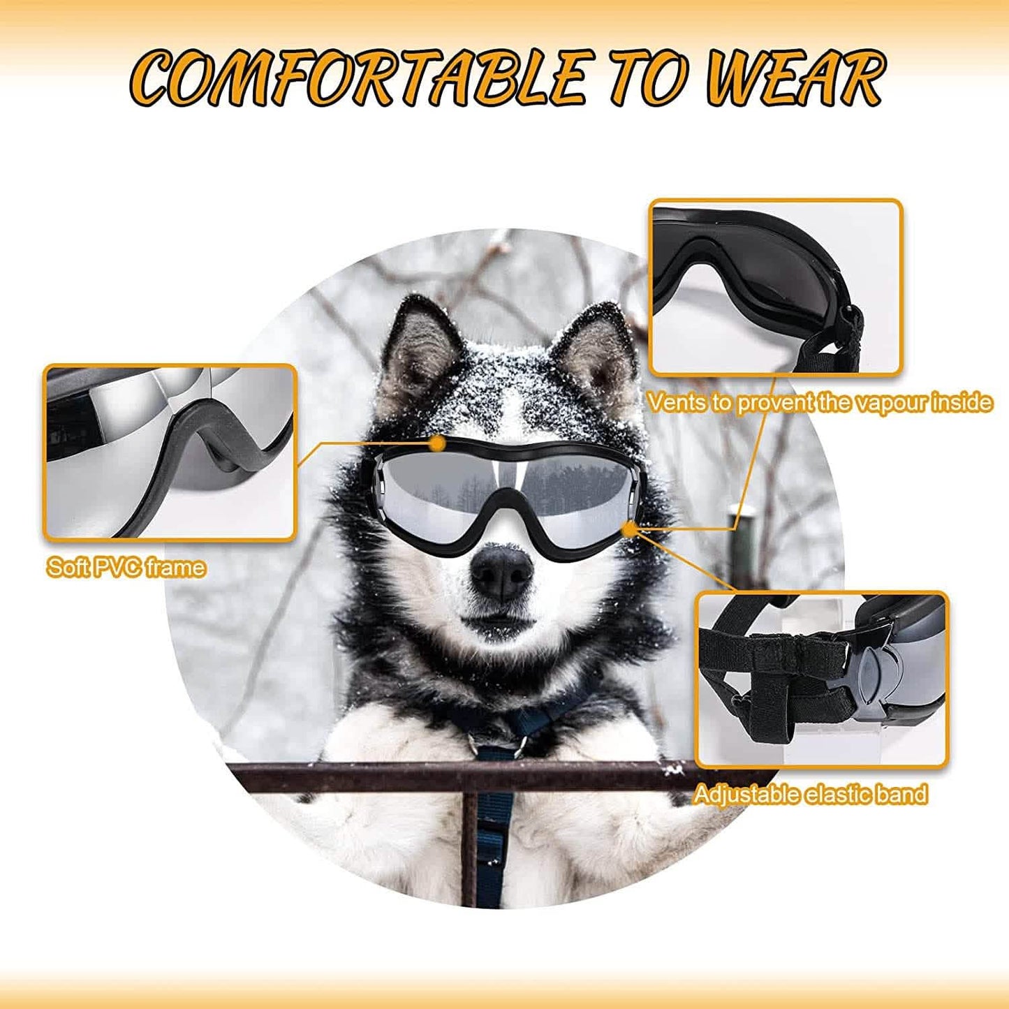 NVTED Hunde-Sonnenbrille mit verstellbarem Gurt für mittlere oder große Hunde