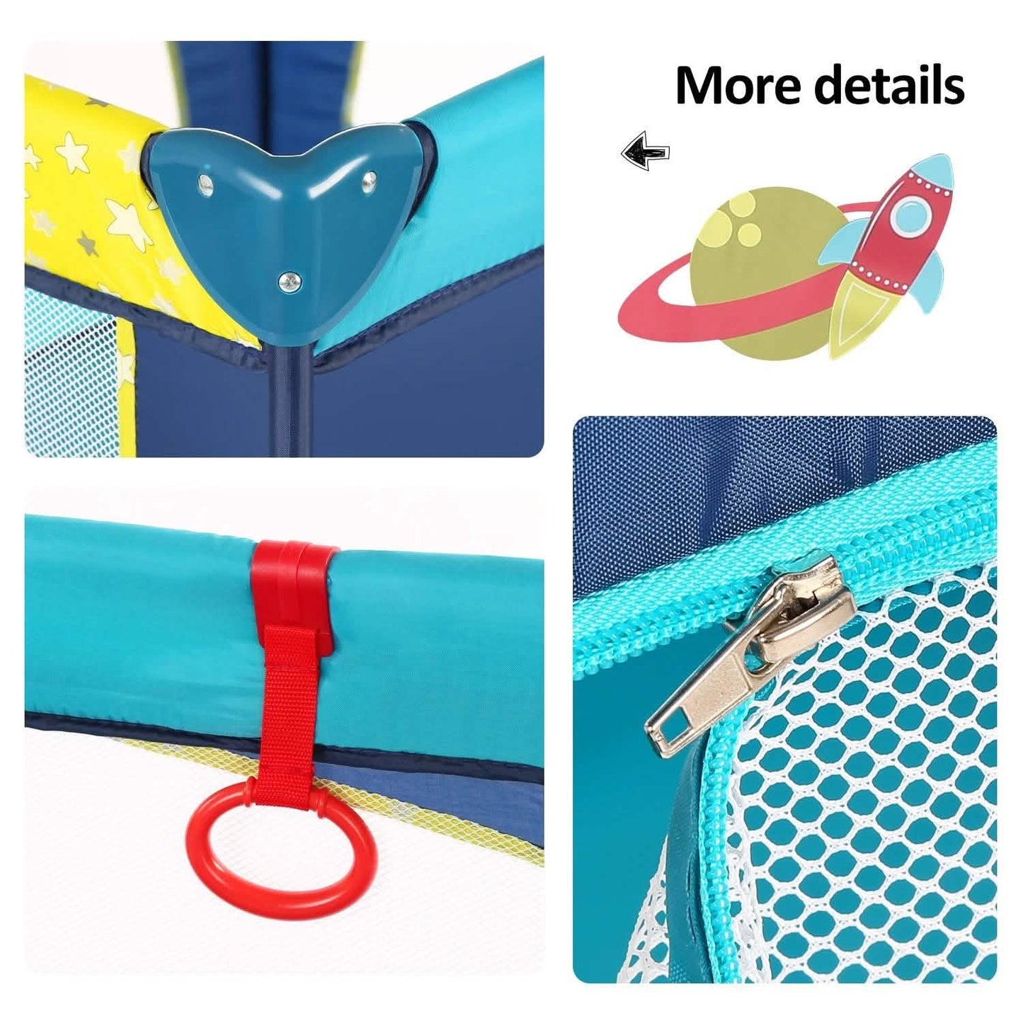 Odoland 39"x39" Faltbarer Laufstall für Babys und Kleinkinder mit Matratze, Gitter und Zaun, Blau