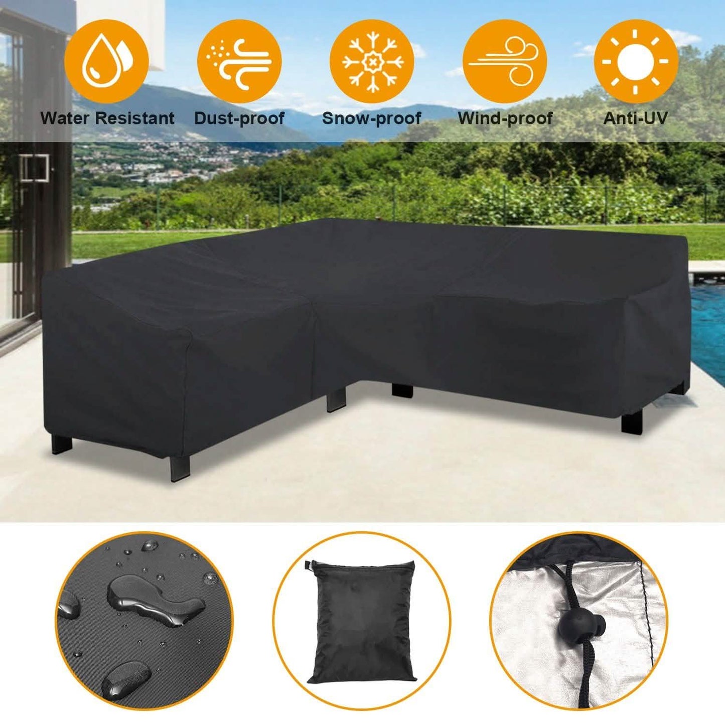 Outdoor L-förmige Sofaabdeckungen wasserabweisend