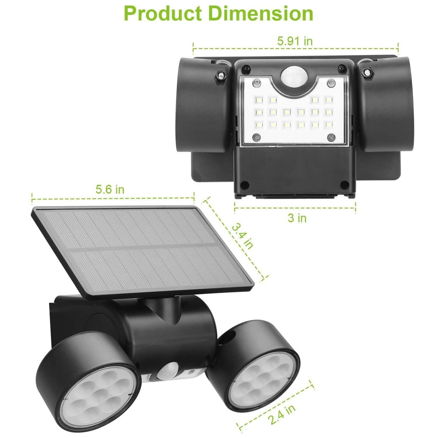 Bewegungsmelder-Solarwandleuchten für den Außenbereich, Dämmerung bis Morgengrauen, IP65 wasserdicht