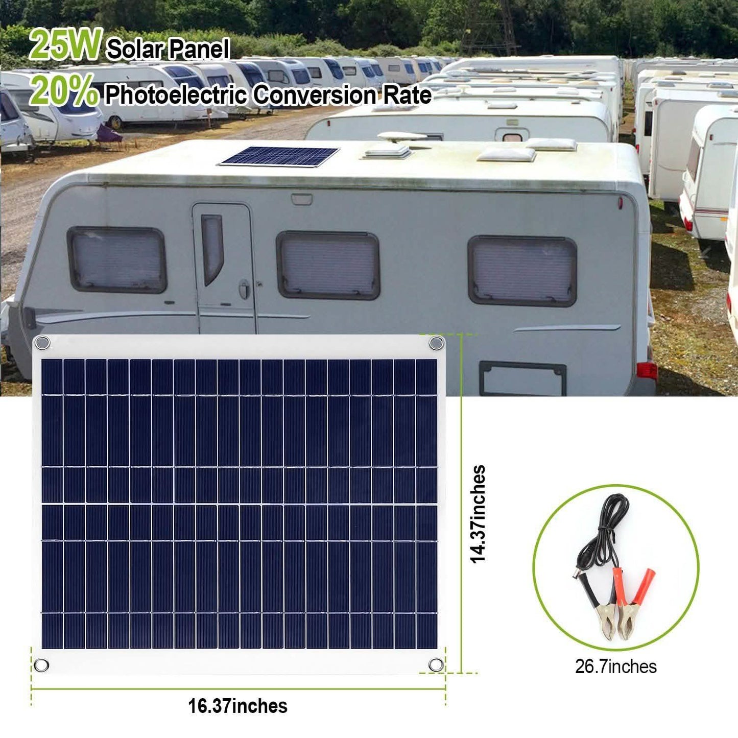 Solarpanel für den Außenbereich 12V 25W Autobatterieladegerät
