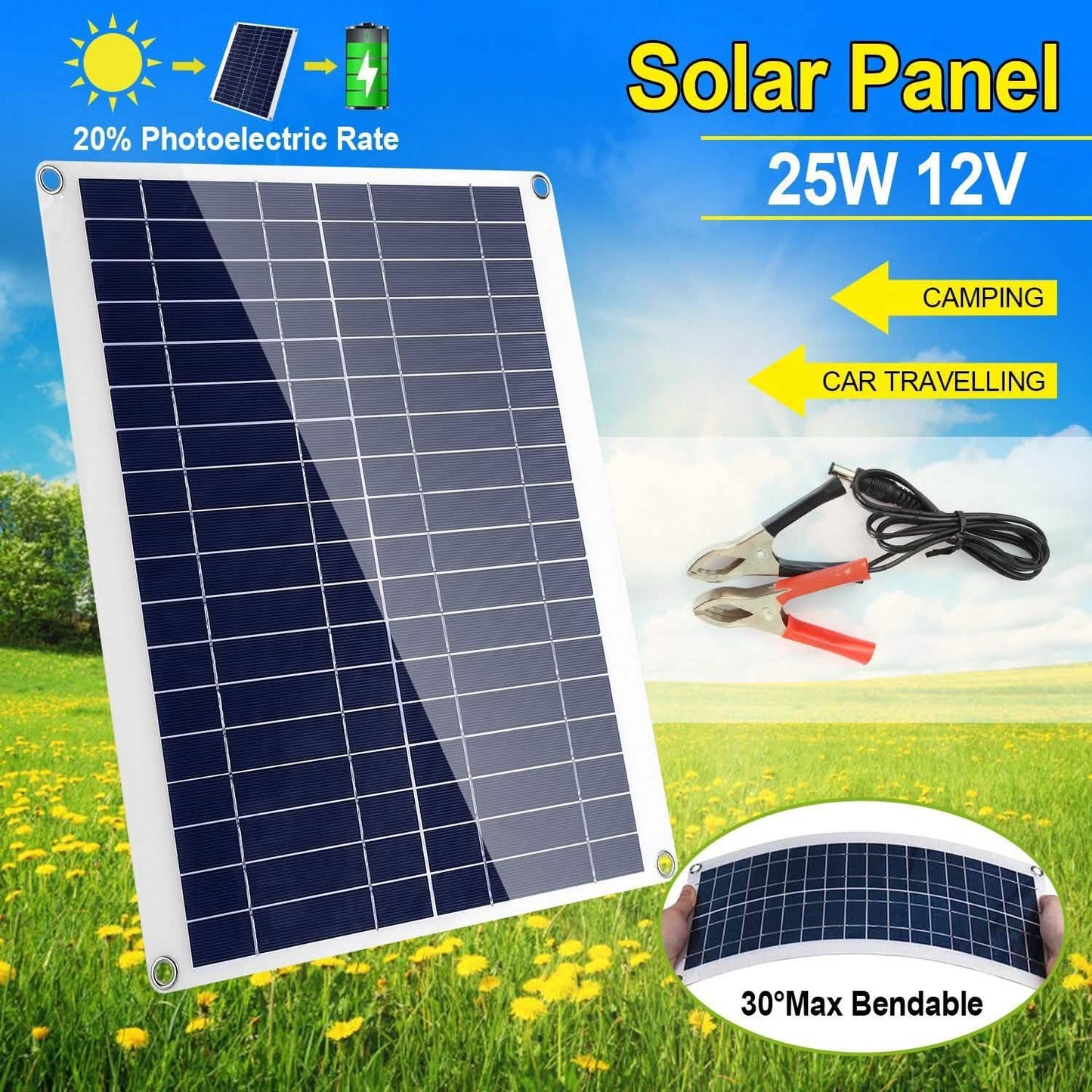 Solarpanel für den Außenbereich 12V 25W Autobatterieladegerät