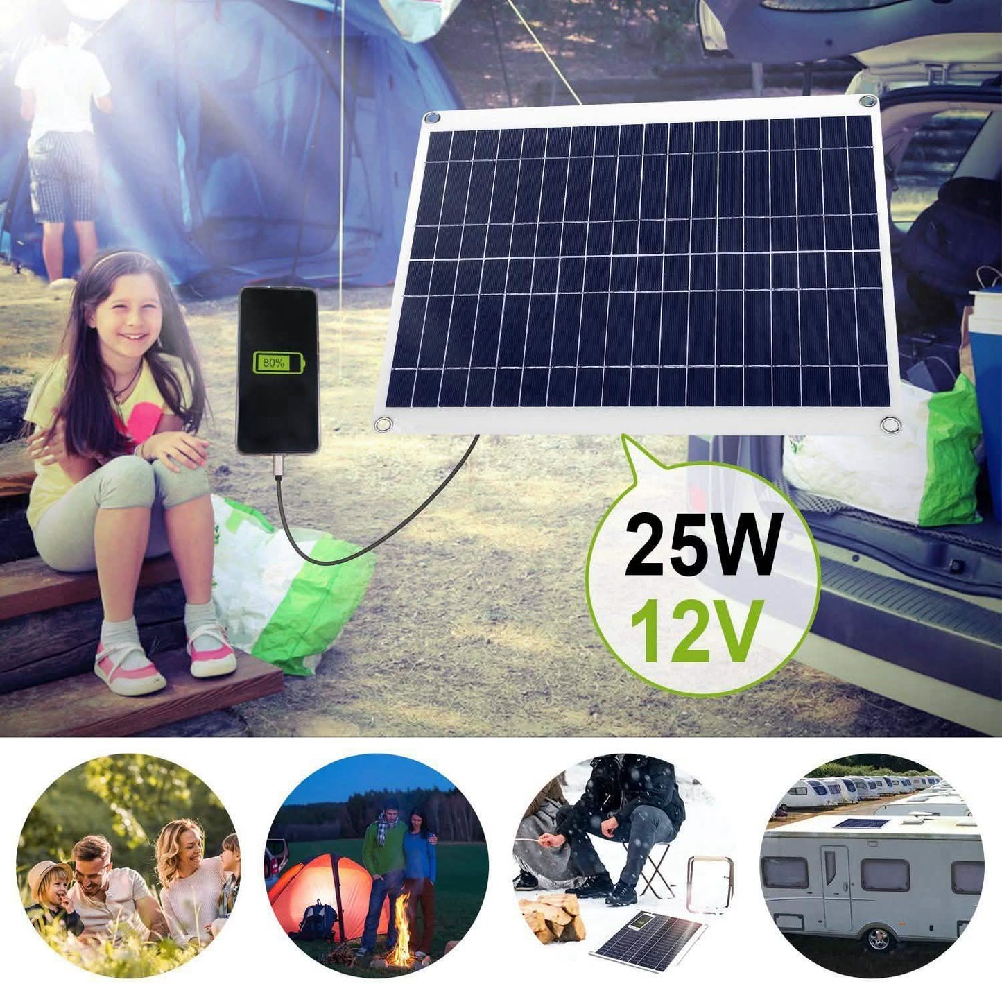 Solarpanel für den Außenbereich 12V 25W Autobatterieladegerät