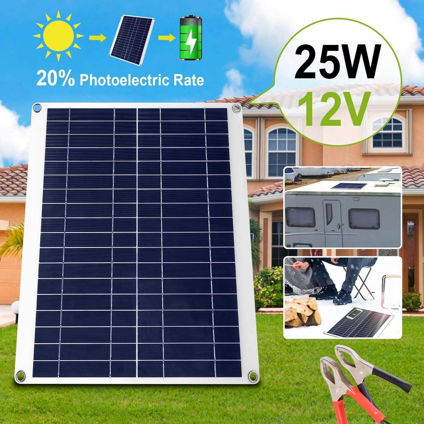 Solarpanel für den Außenbereich 12V 25W Autobatterieladegerät