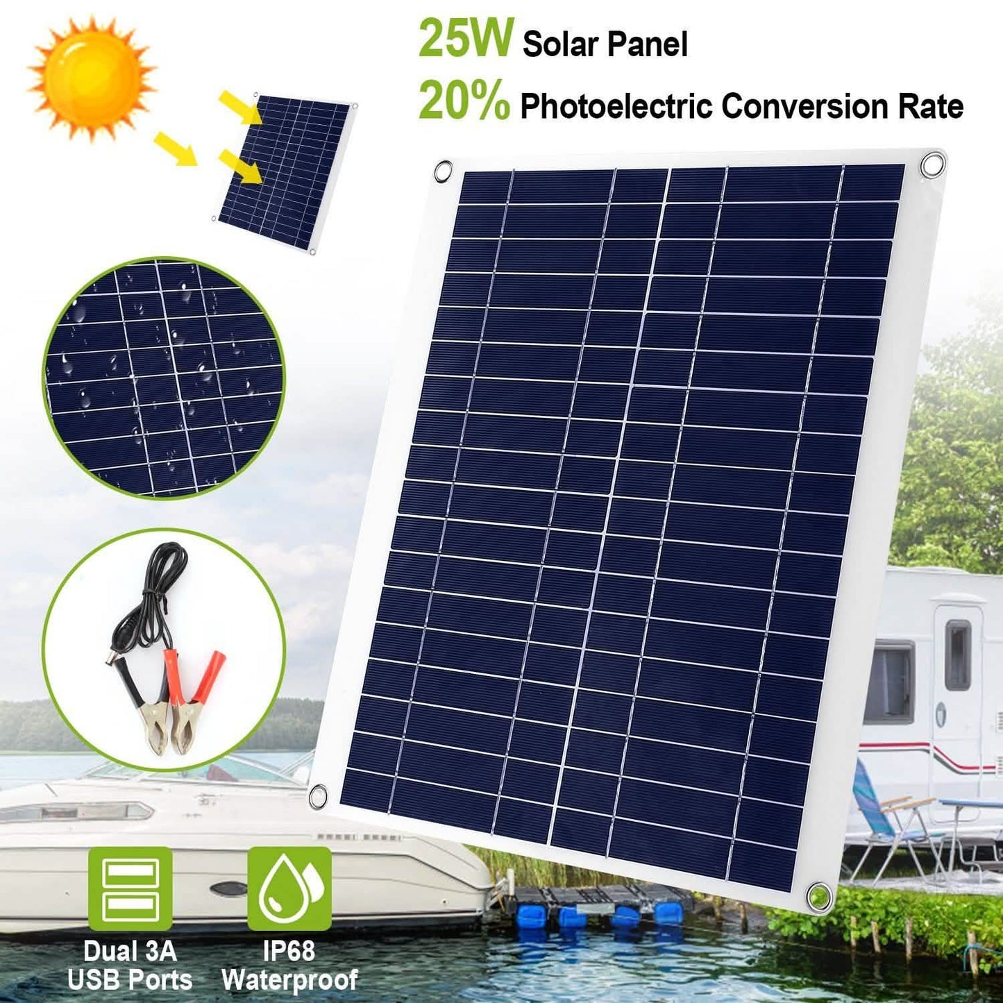 Solarpanel für den Außenbereich 12V 25W Autobatterieladegerät