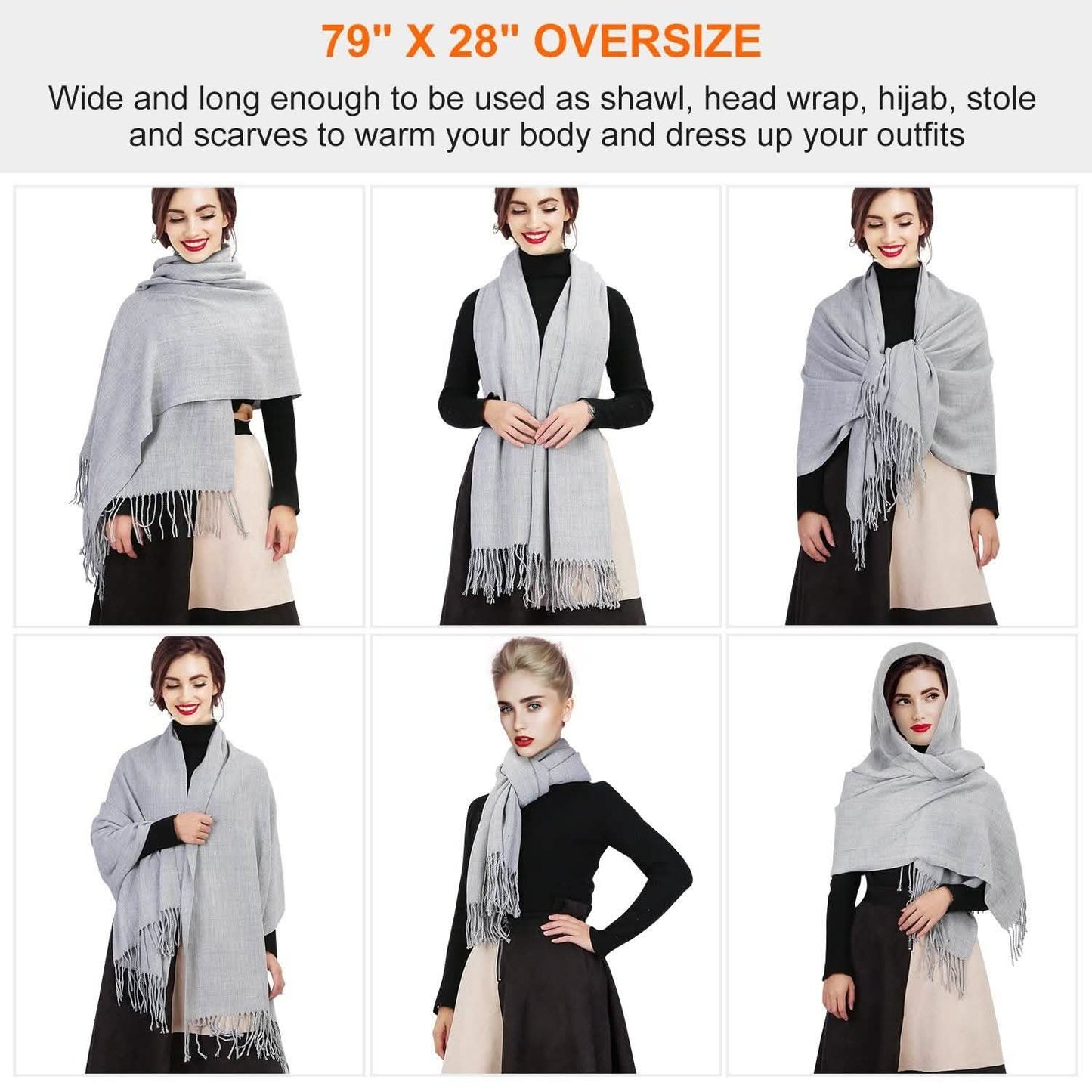 Oversize Kaschmir-Wollschal Wickeldecke