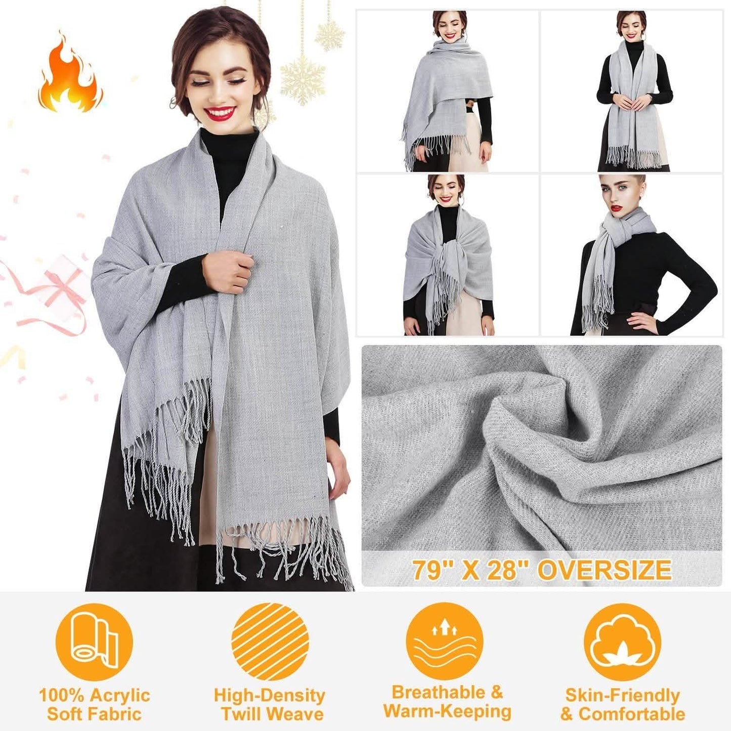 Oversize Kaschmir-Wollschal Wickeldecke