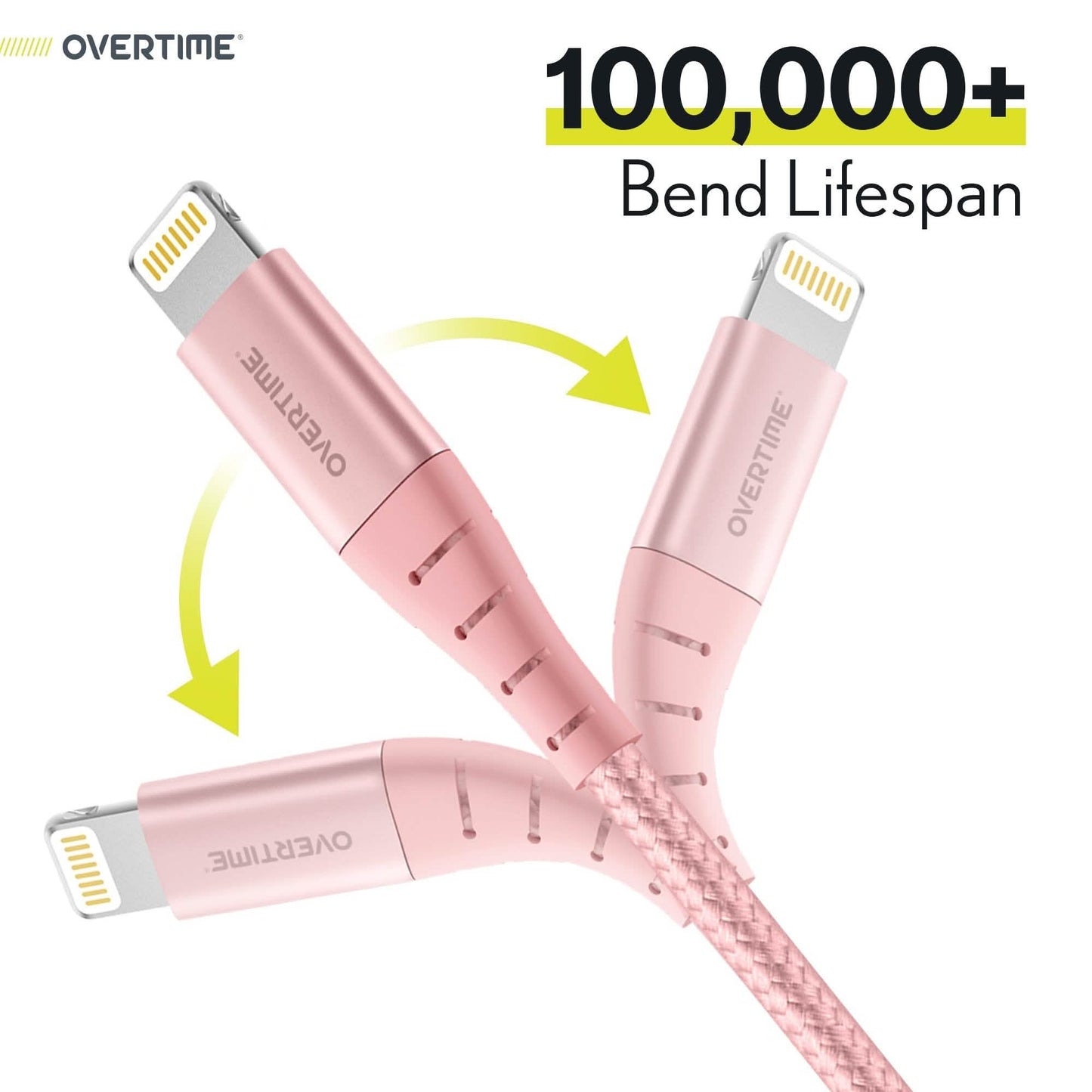 Overtime Apple MFi zertifiziertes 3m extra langes Nylon umflochtenes Lightning-Kabel
