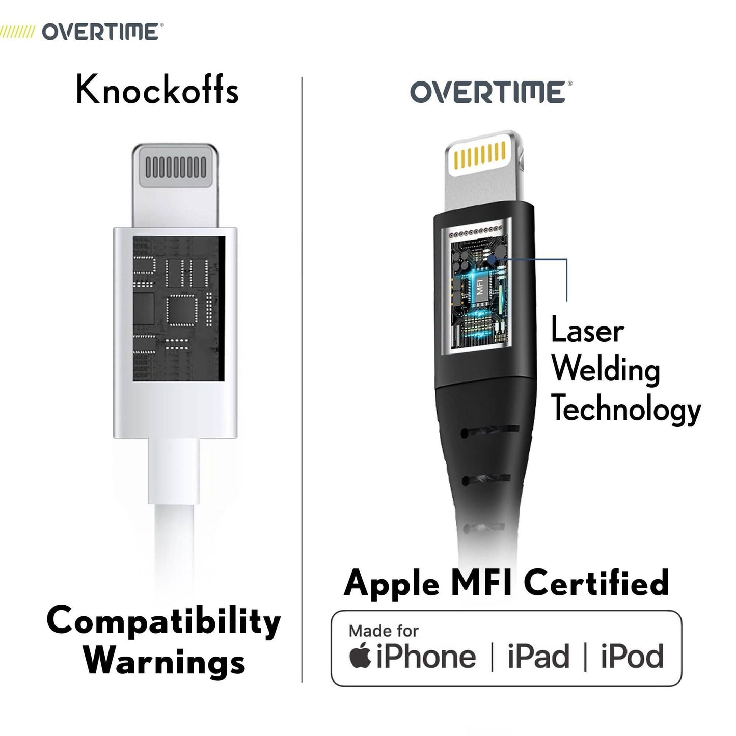 Overtime Apple Mfi Zertifiziertes iPhone Ladekabel 3m Extra Langes Nylon Geflochtenes Lightning Kabel - Schwarz