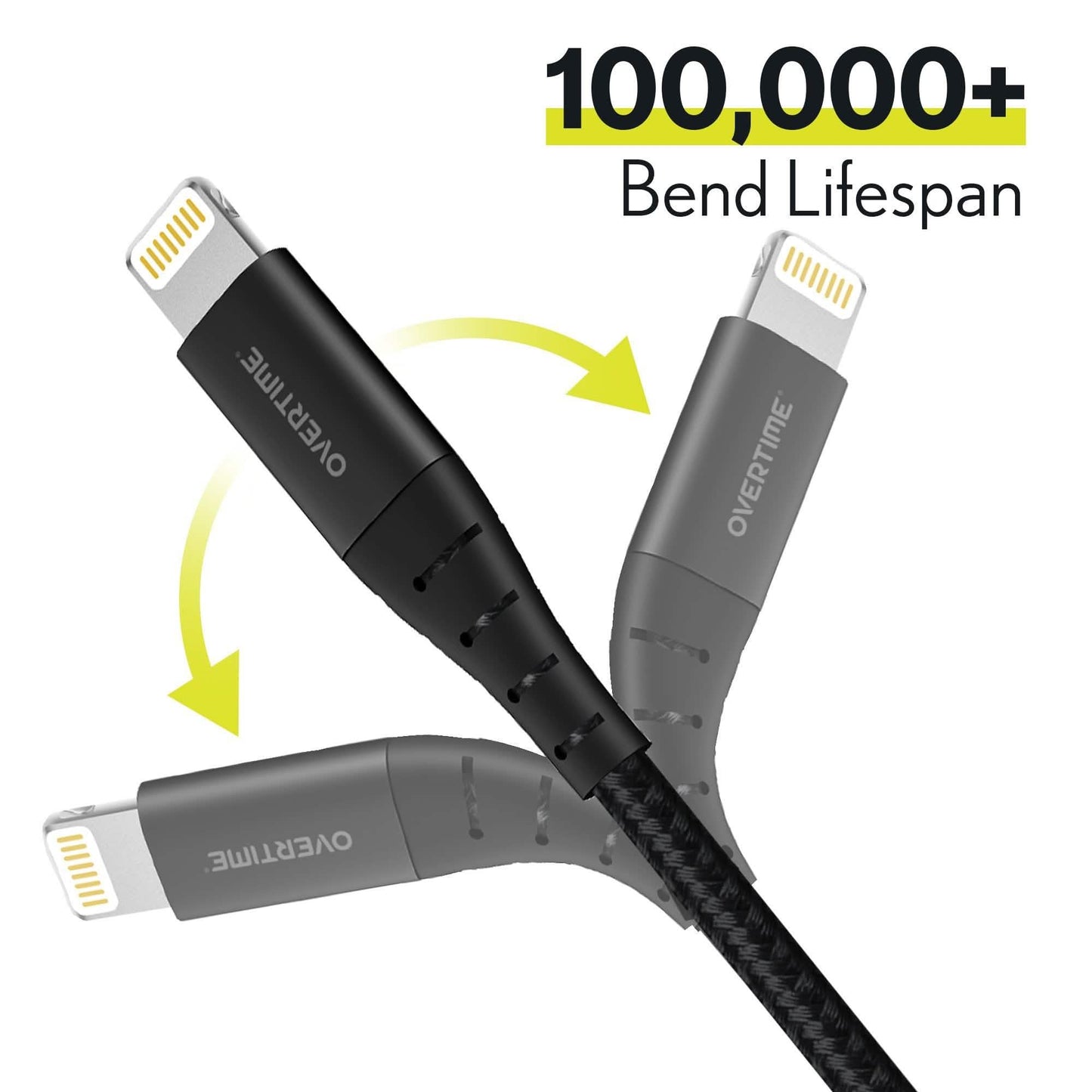 Overtime Apple Mfi Zertifiziertes iPhone Ladekabel 3m Extra Langes Nylon Geflochtenes Lightning Kabel - Schwarz