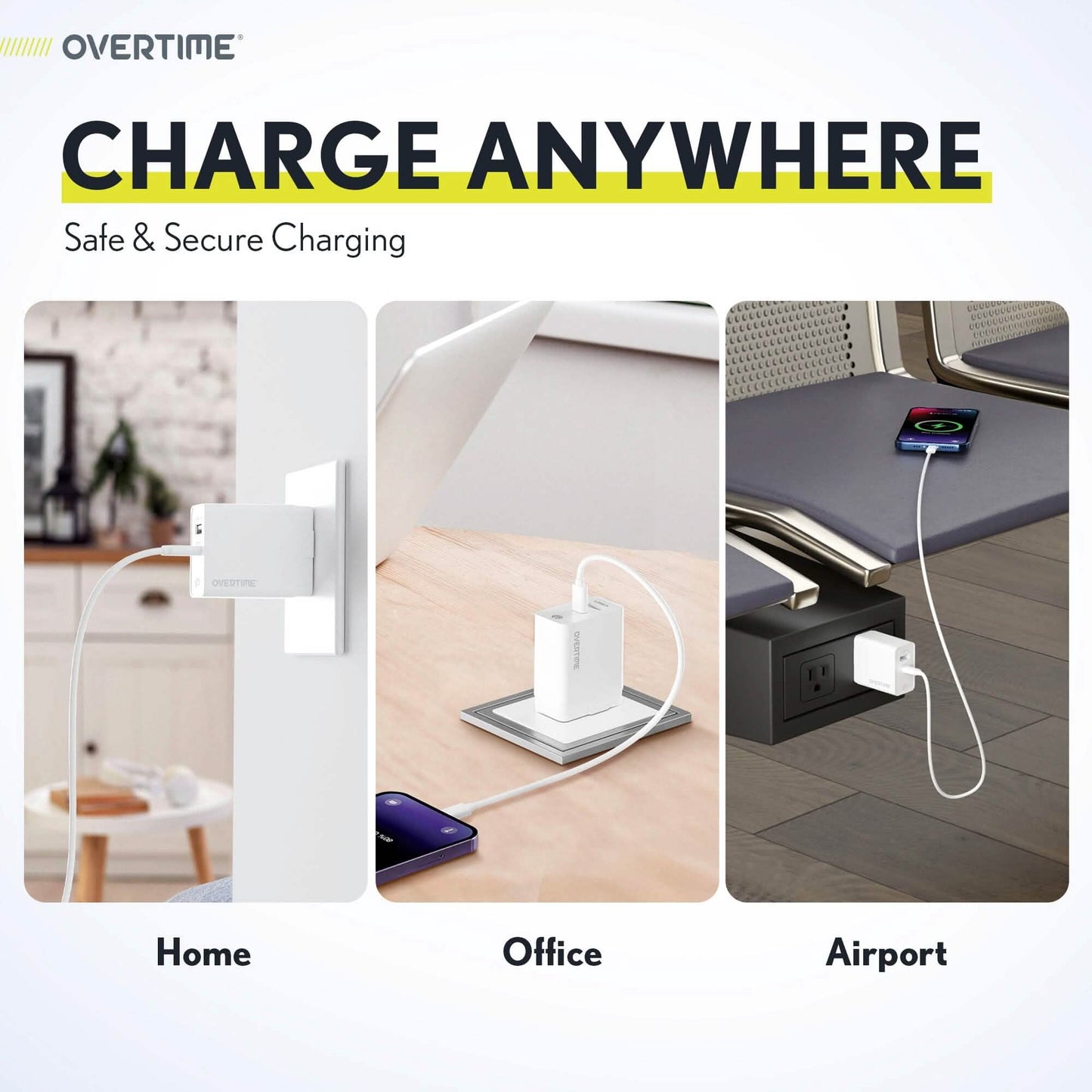 Overtime Dual Port USB A und USB C 38W Schnelllade-Netzteil