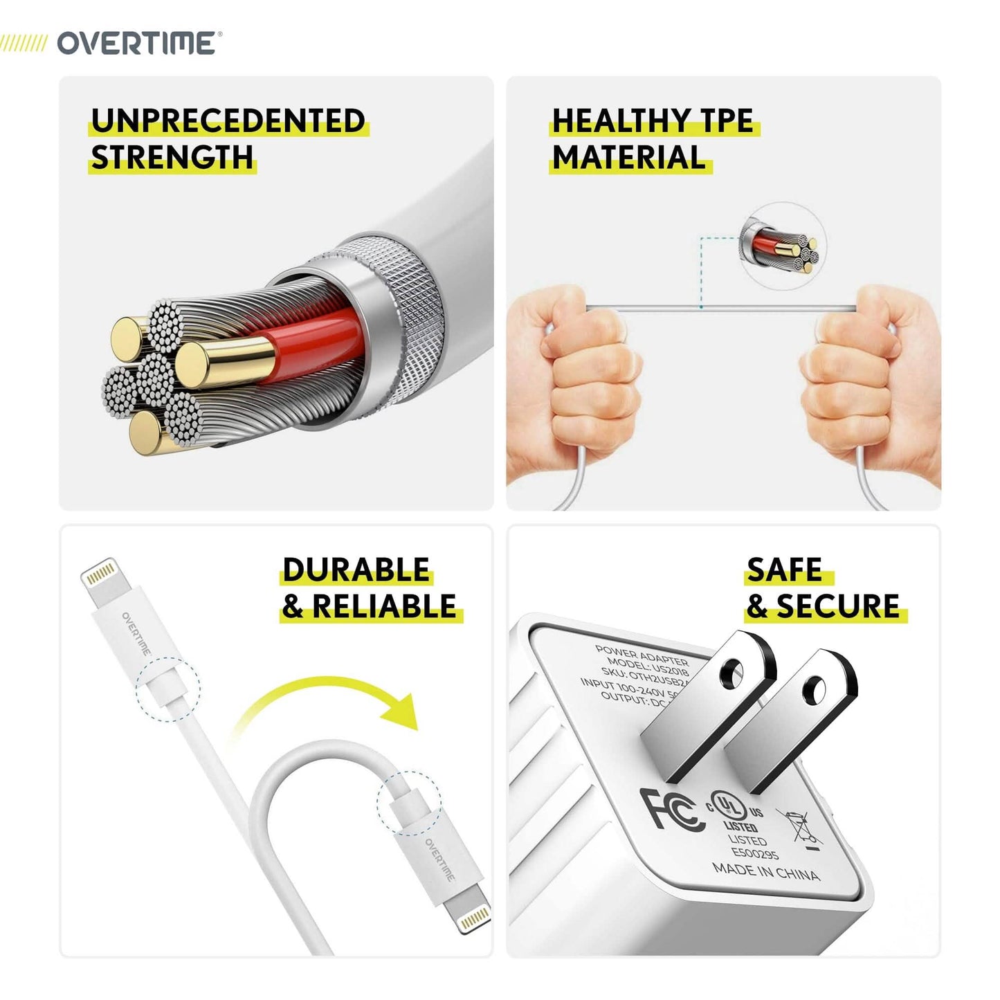 Overtime Heim- und Auto-Komplettlade-Kit: Schnelle Wand- und Autoladegeräte + robustes Lightning-Kabel