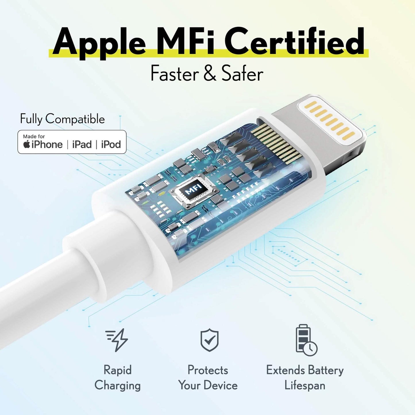 Overtime iPhone MFI zertifiziertes 1,8 m Smart USB-C auf Lightning Kabel