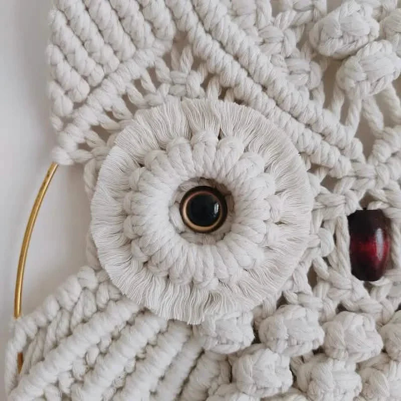 Eule Makramee Wandteppich Boho Wandbehang