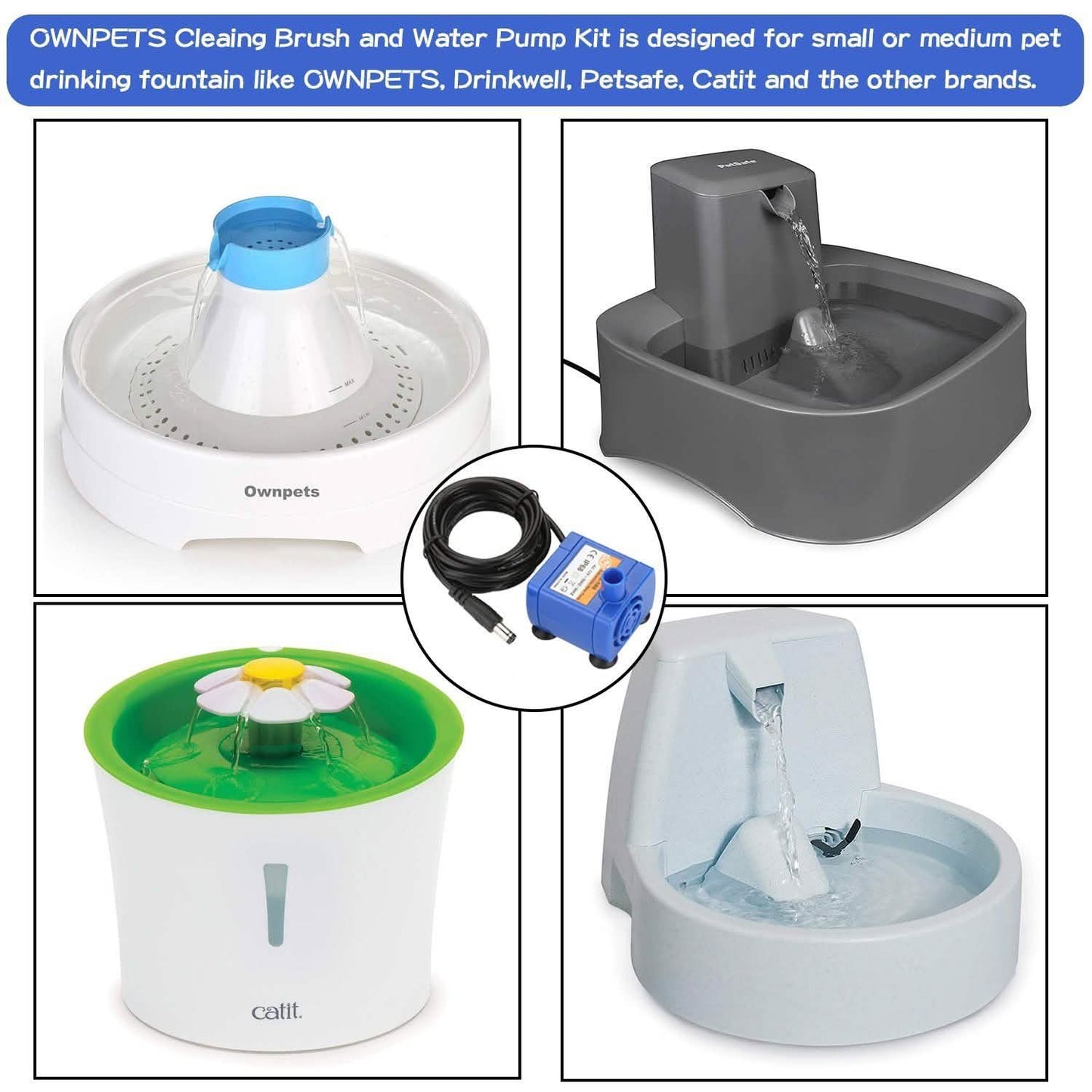 Ownpets Bürstenreinigungs- und Wasserpumpenset für Haustiere