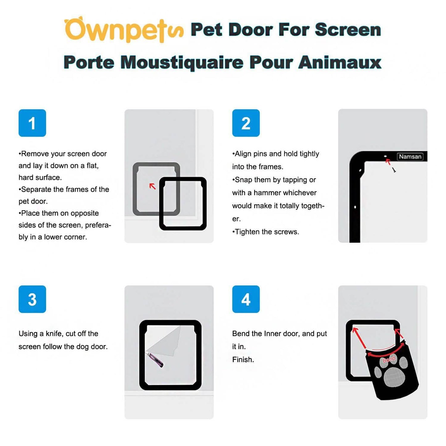 OWNPETS Haustier-Hundeklappe mit Magnetverschluss für Fliegengittertüren