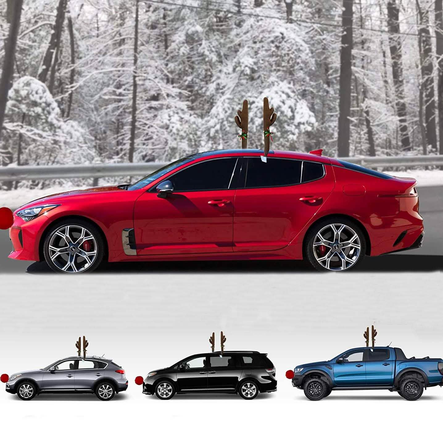 OxGord Auto-Rentiergeweih & Nase Weihnachtskostüm