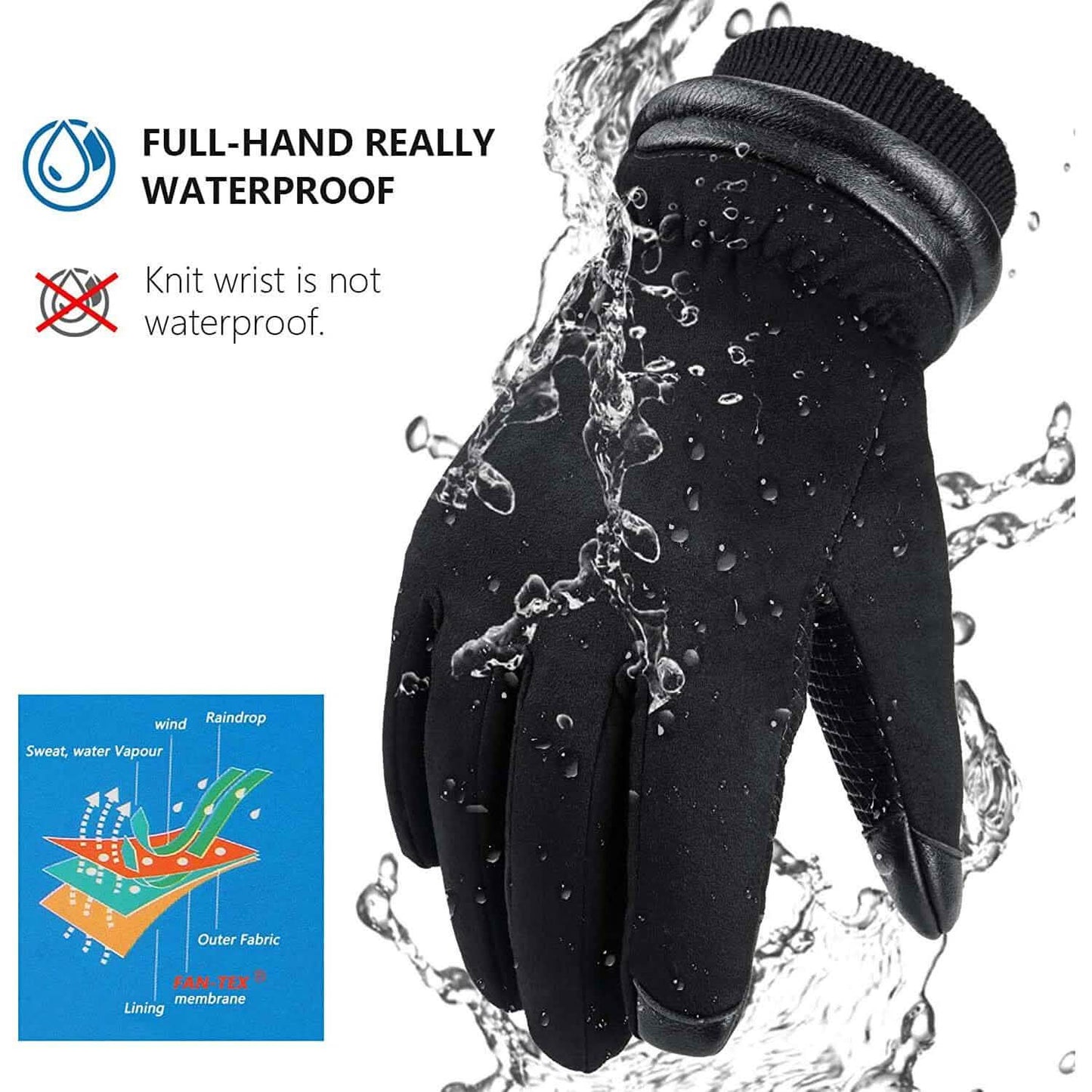 OZERO Wasserdichte Winterhandschuhe