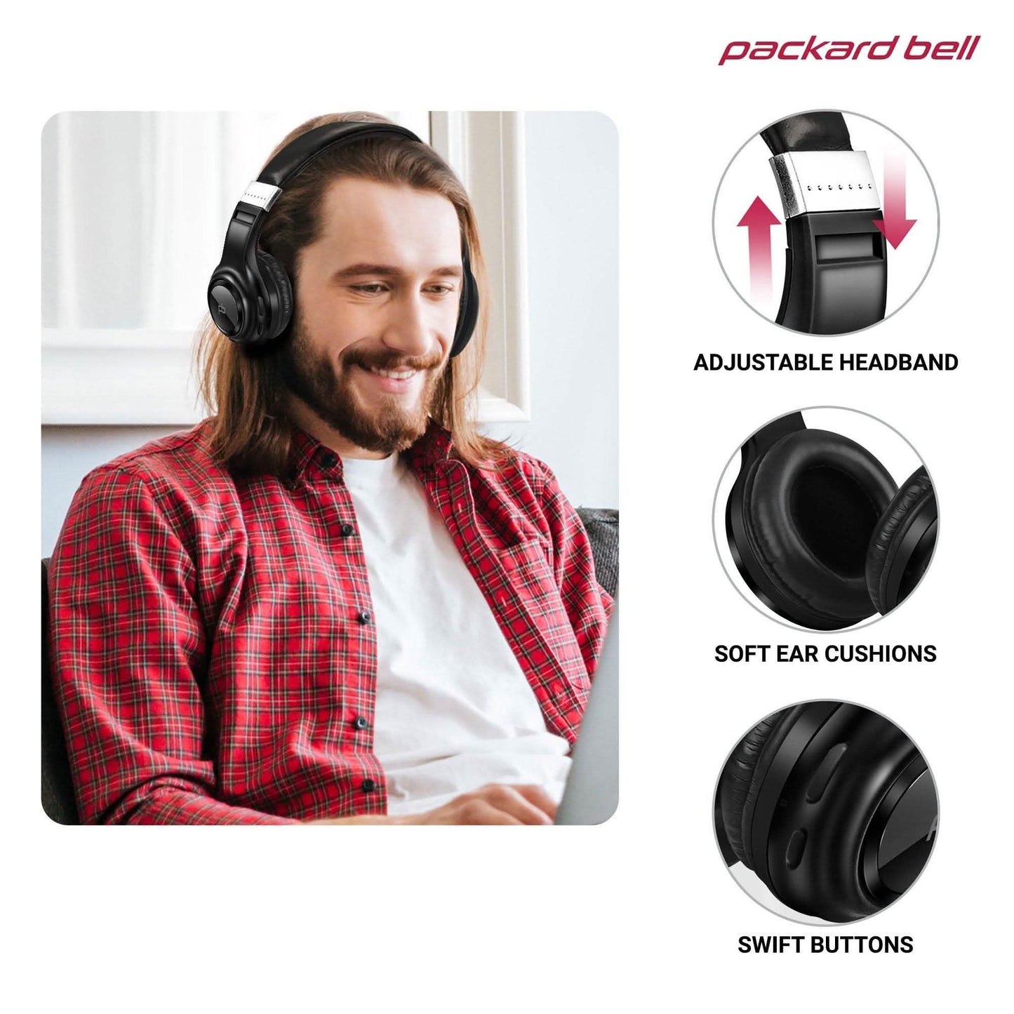 Packard Bell Dynamic Audio Kabellose Kopfhörer – Wiederaufladbares HD-Headset