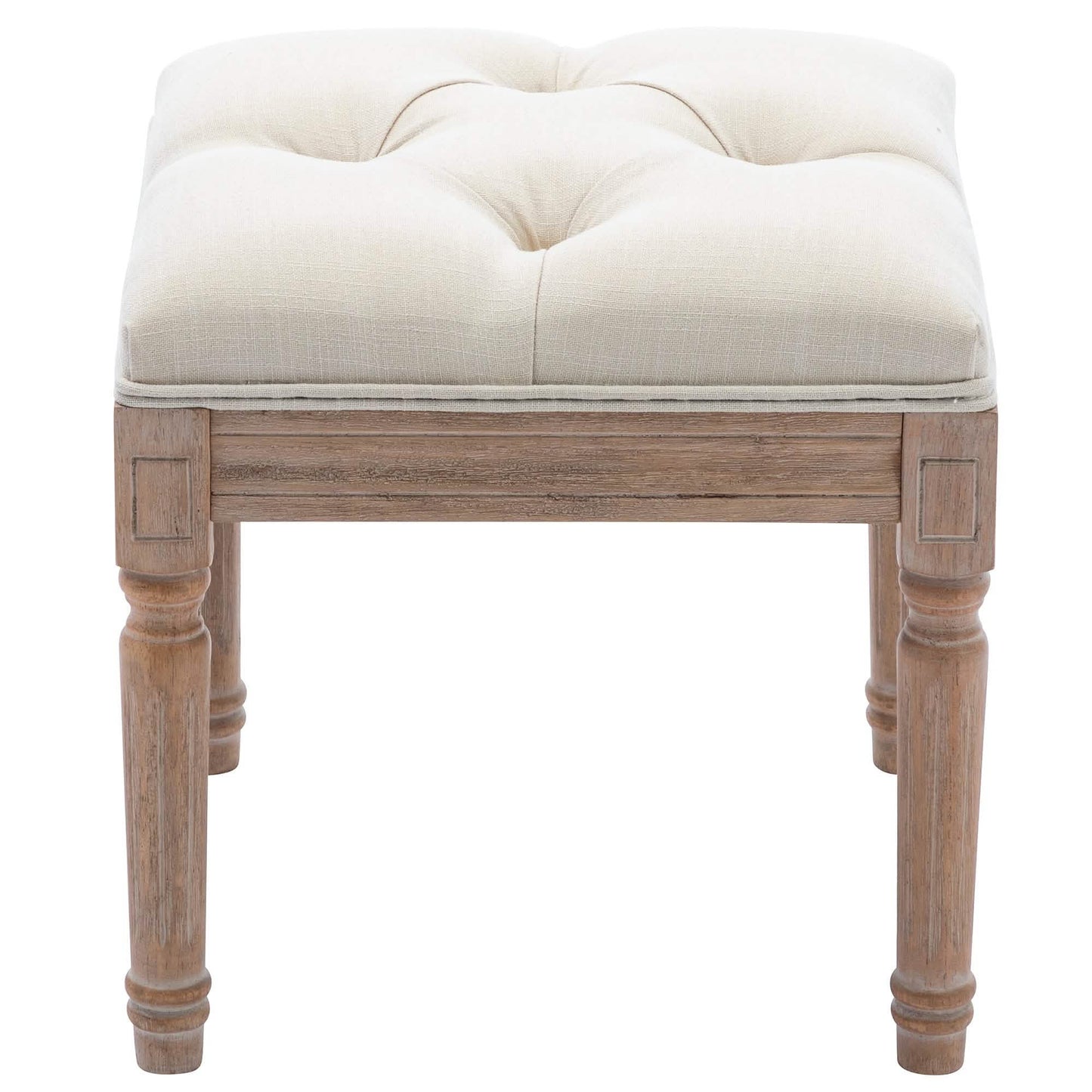 Gepolsterter quadratischer Hocker mit Kautschukholzbeinen