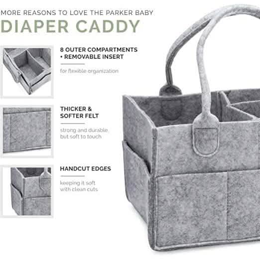 Parker Baby Windel-Caddy – Aufbewahrungskorb für das Kinderzimmer und Auto-Organizer für Windeln und Feuchttücher